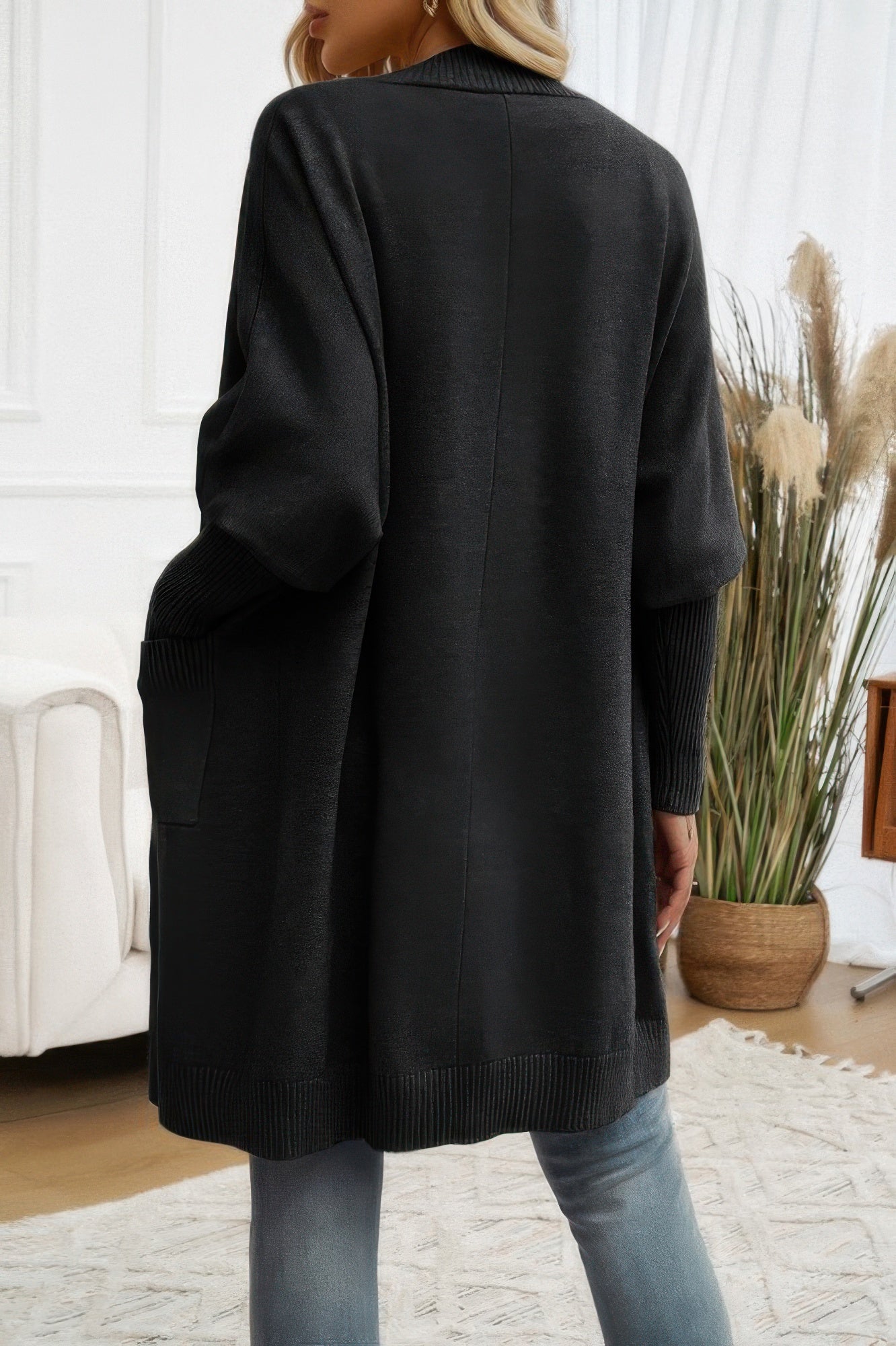 Knit Open Front Bishop Sleeves Pockets Cardigan | by atgodanddesigns