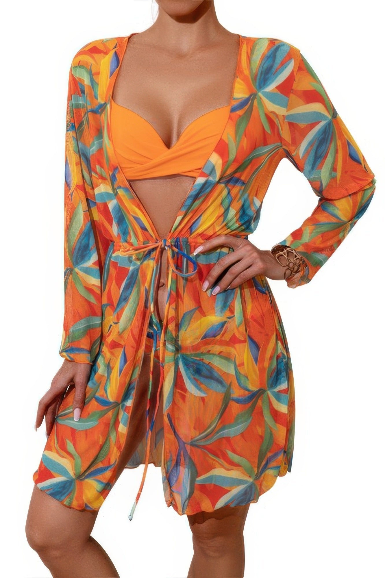 Leopard Print Bikini Kimono Three Pieces Swimsuit | by atgodanddesigns