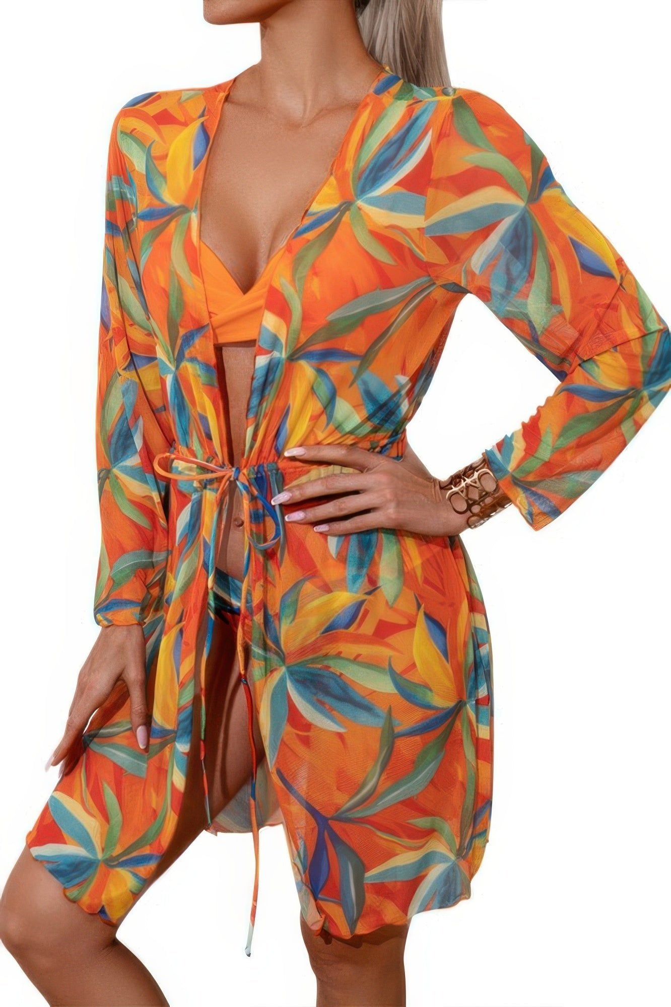 Leopard Print Bikini Kimono Three Pieces Swimsuit | by atgodanddesigns