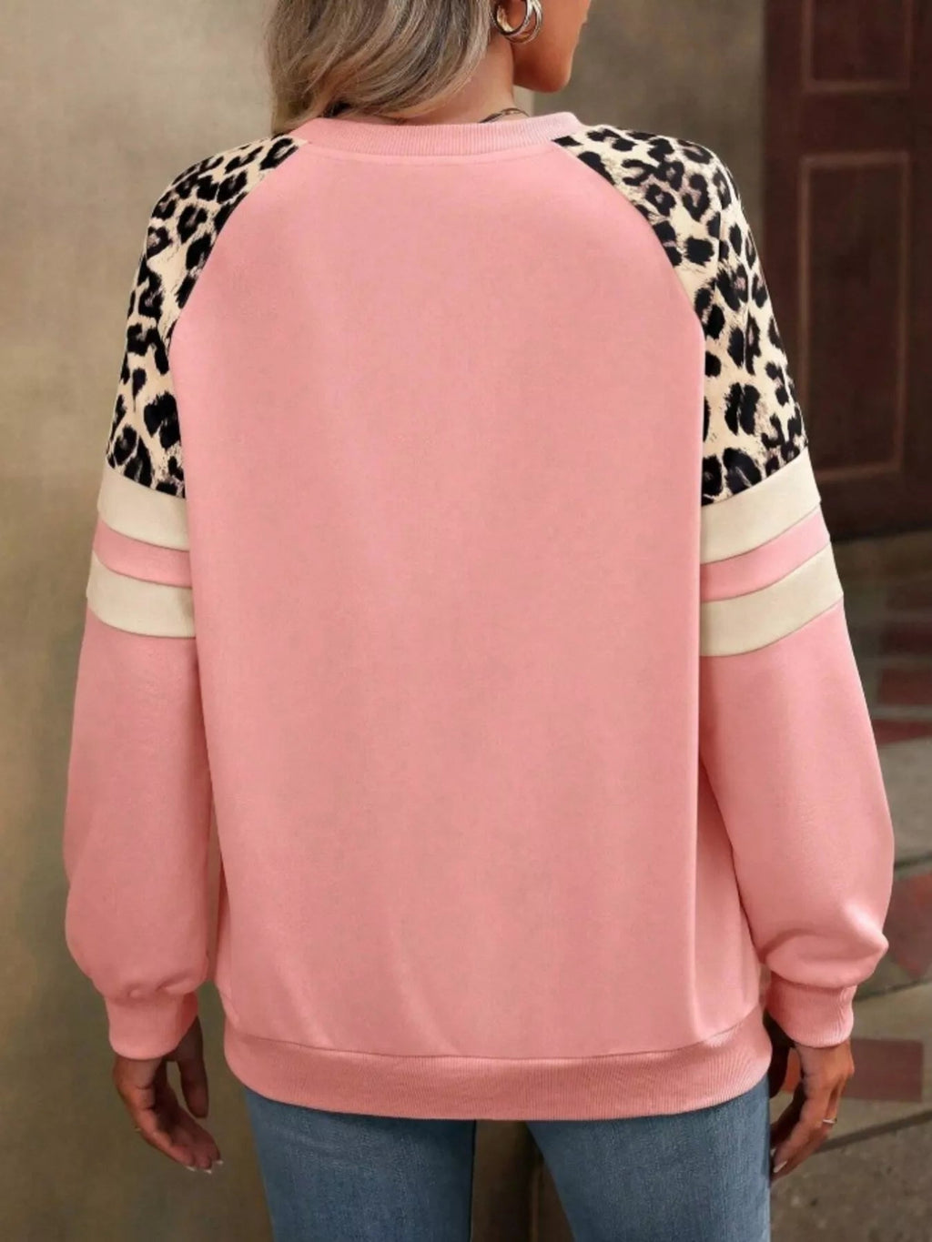 Leopard Round Neck Raglan Sleeve Sweatshirt | by atgodanddesigns