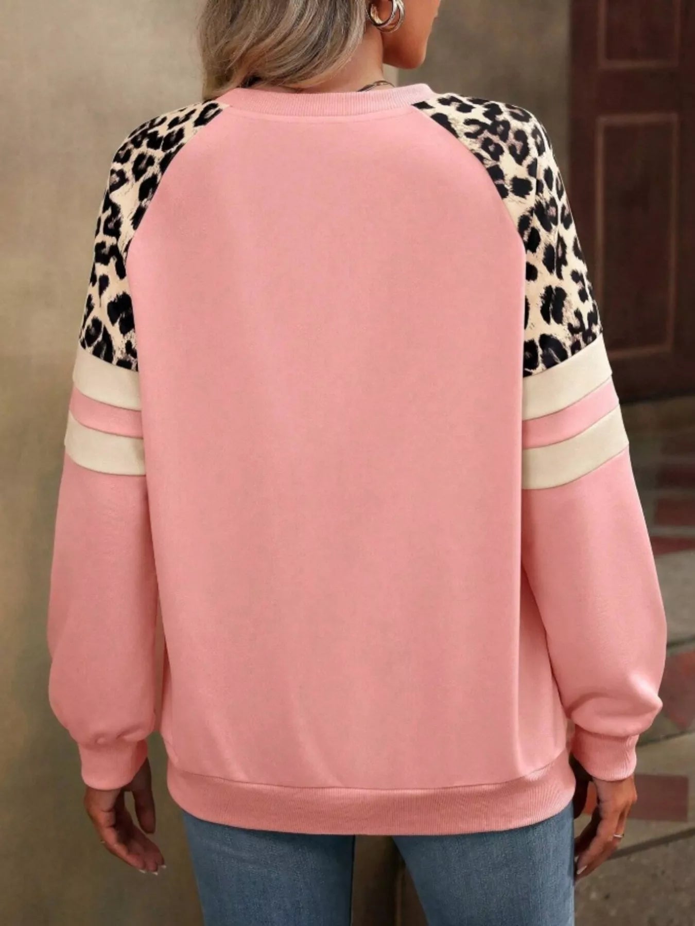 Leopard Round Neck Raglan Sleeve Sweatshirt | by atgodanddesigns
