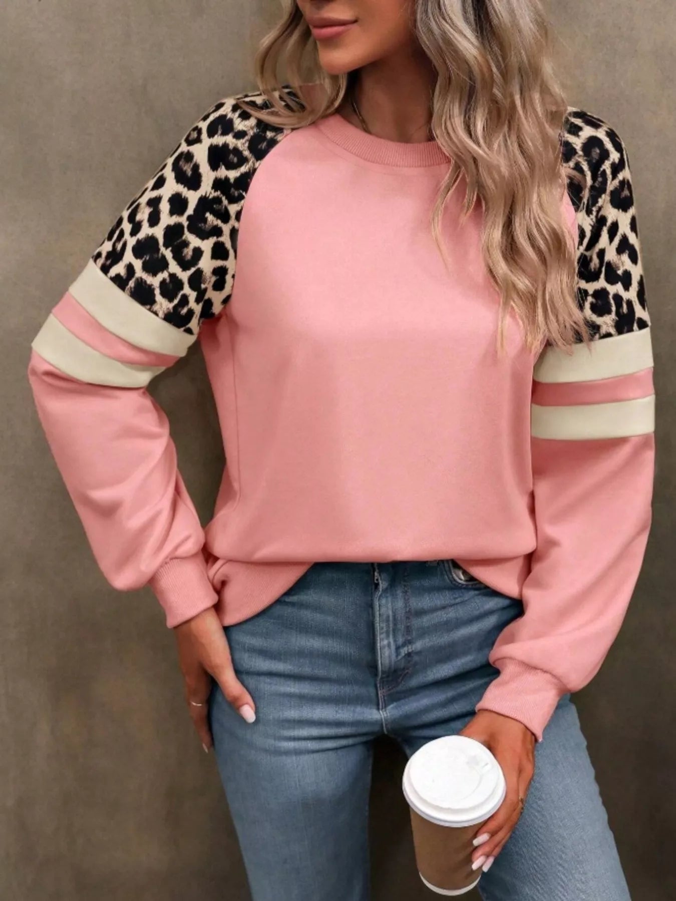 Leopard Round Neck Raglan Sleeve Sweatshirt | by atgodanddesigns