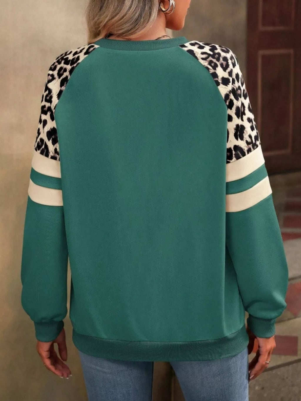Leopard Round Neck Raglan Sleeve Sweatshirt | by atgodanddesigns