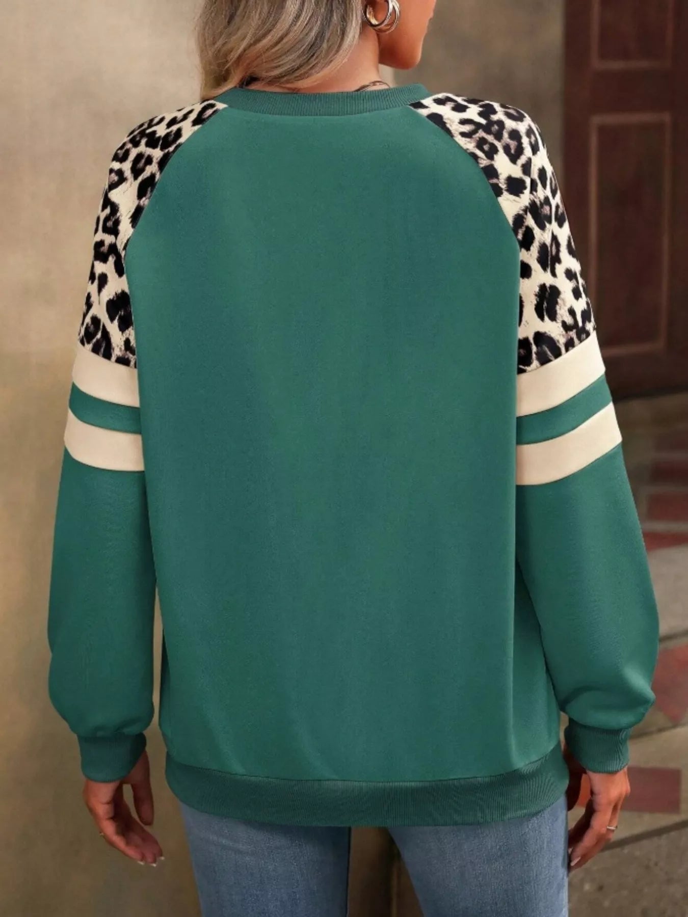 Leopard Round Neck Raglan Sleeve Sweatshirt | by atgodanddesigns