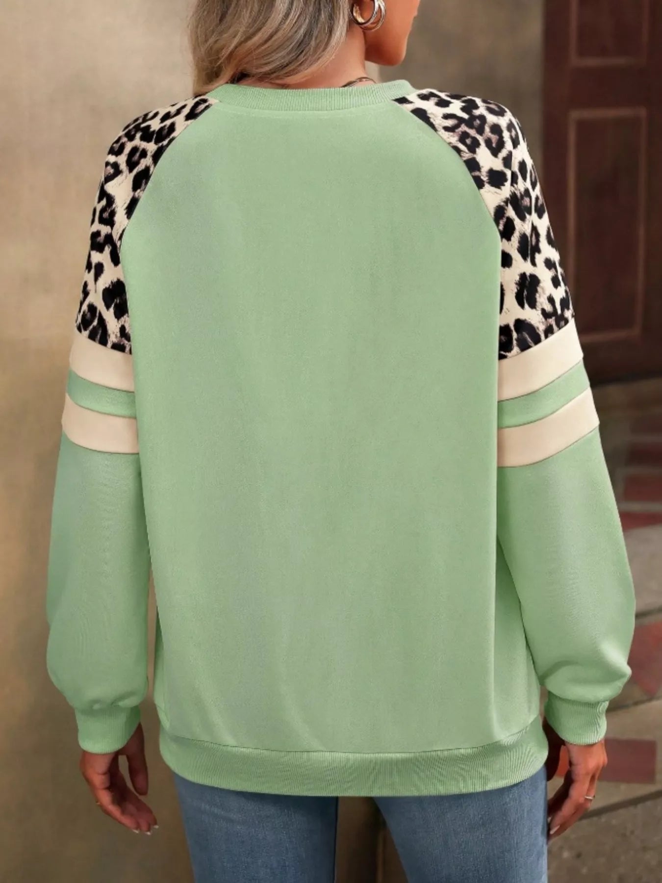 Leopard Round Neck Raglan Sleeve Sweatshirt | by atgodanddesigns