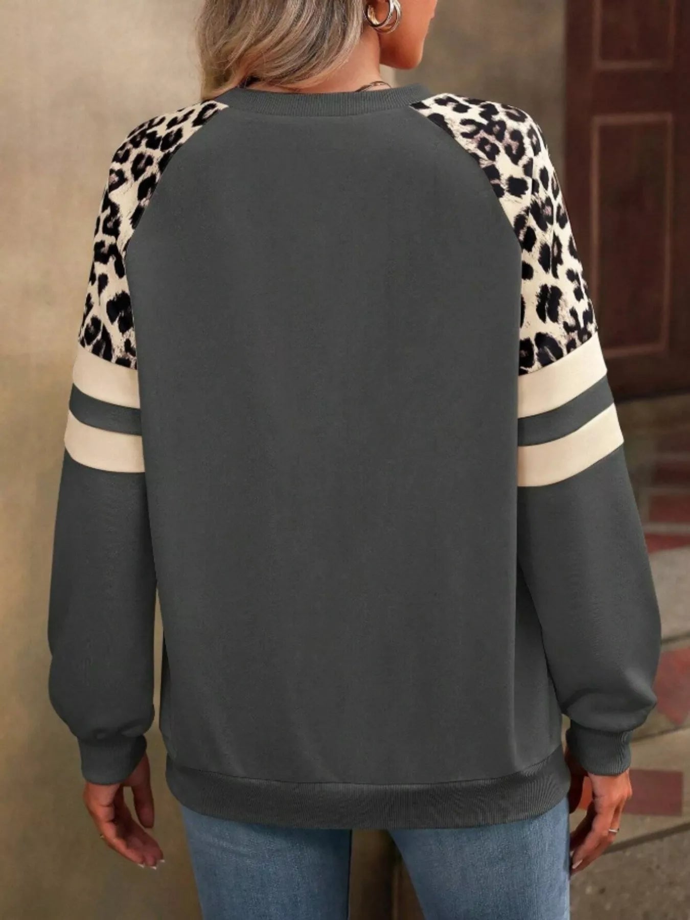 Leopard Round Neck Raglan Sleeve Sweatshirt | by atgodanddesigns