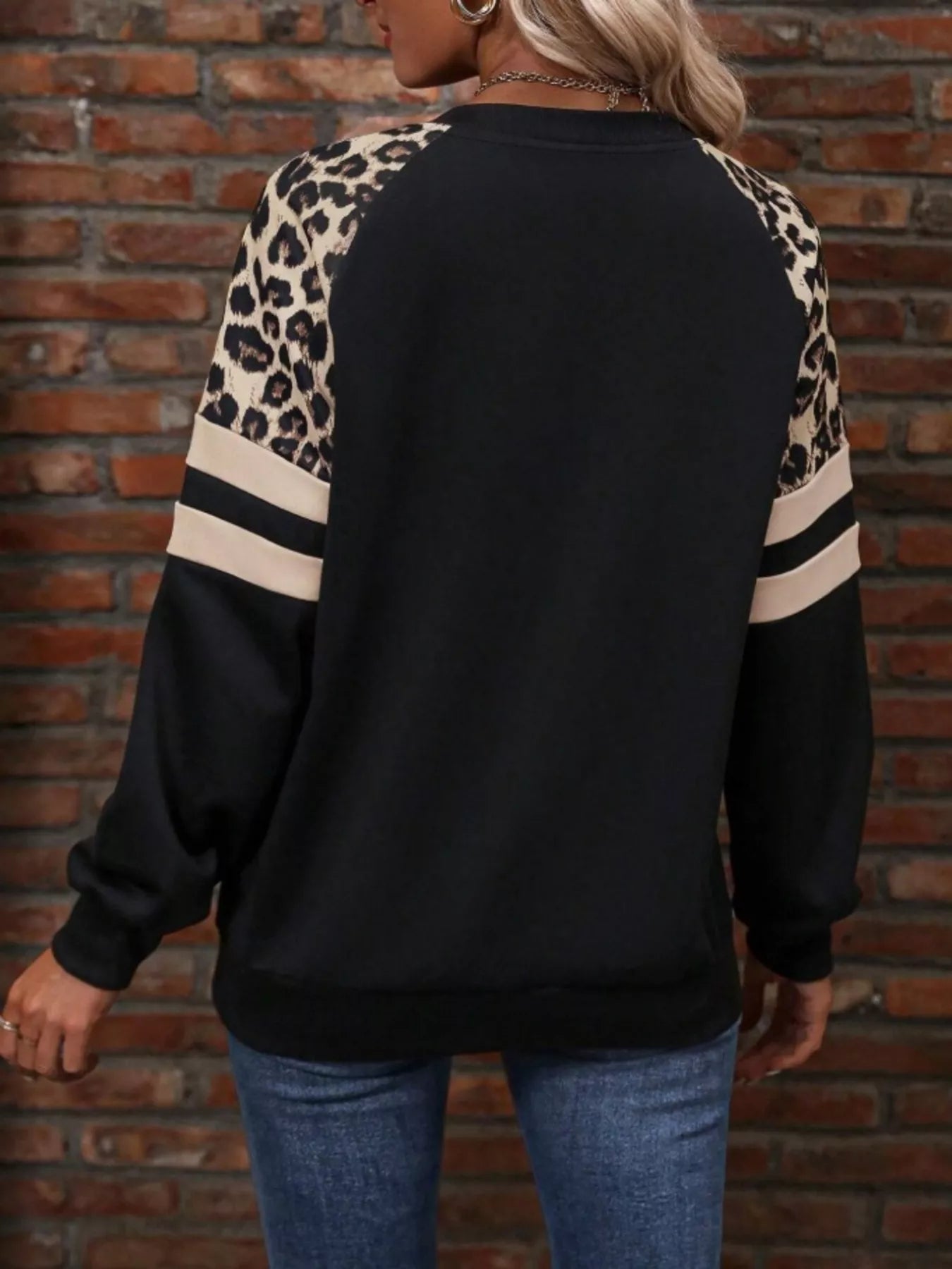 Leopard Round Neck Raglan Sleeve Sweatshirt | by atgodanddesigns