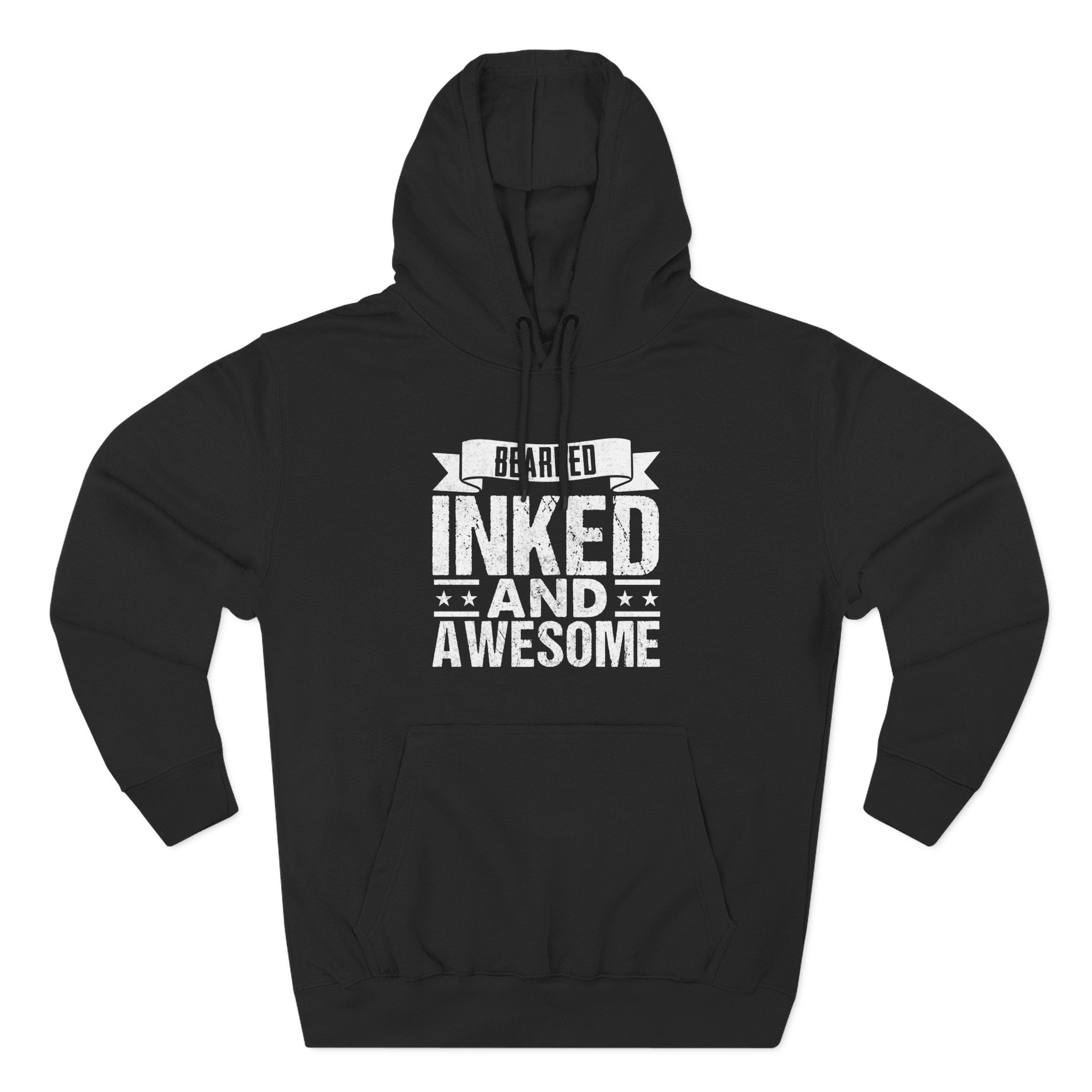 Men's Graphic Fleece Hoodie - Bearded Inked and Awesome | Hoodie by atgodanddesigns