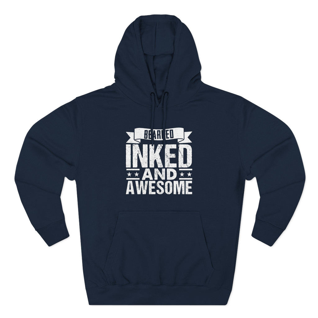 Men's Graphic Fleece Hoodie - Bearded Inked and Awesome | Hoodie by atgodanddesigns