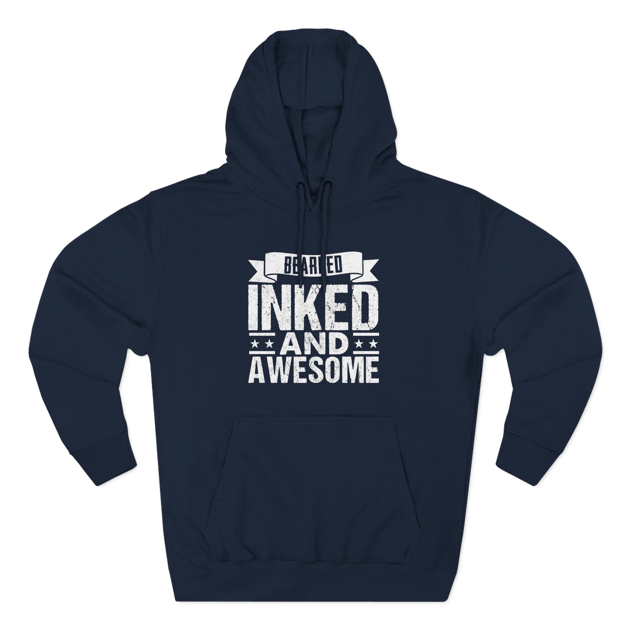 Men's Graphic Fleece Hoodie - Bearded Inked and Awesome | Hoodie by atgodanddesigns