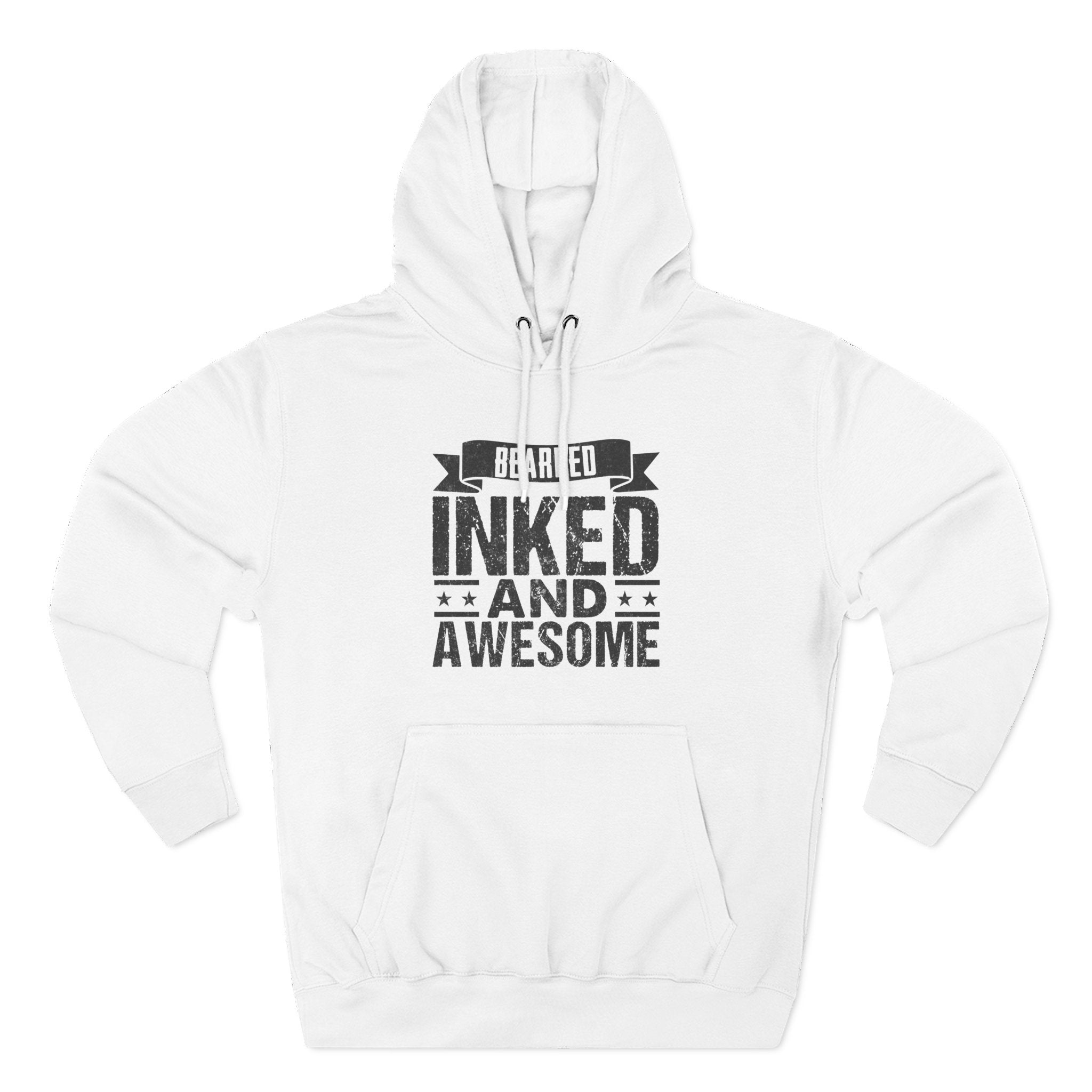 Men's Graphic Fleece Hoodie - Bearded Inked and Awesome | Hoodie by atgodanddesigns