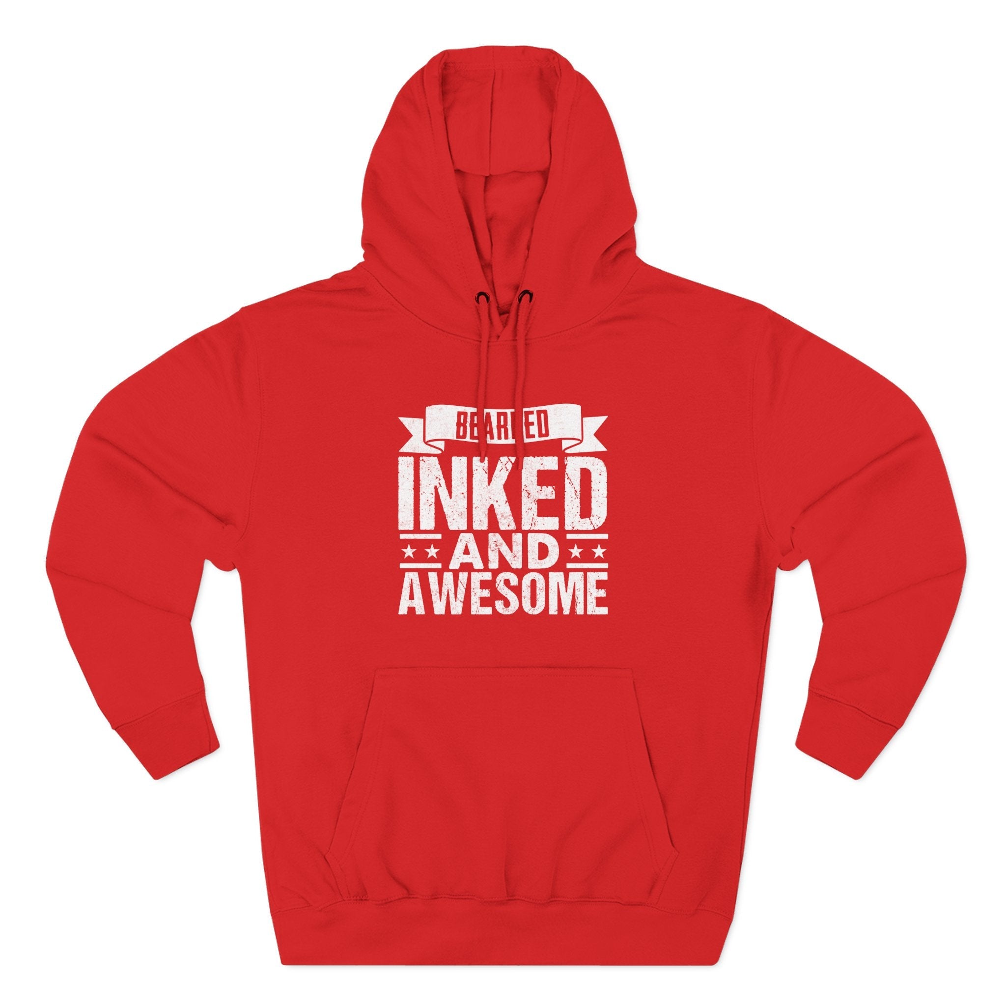 Men's Graphic Fleece Hoodie - Bearded Inked and Awesome | Hoodie by atgodanddesigns