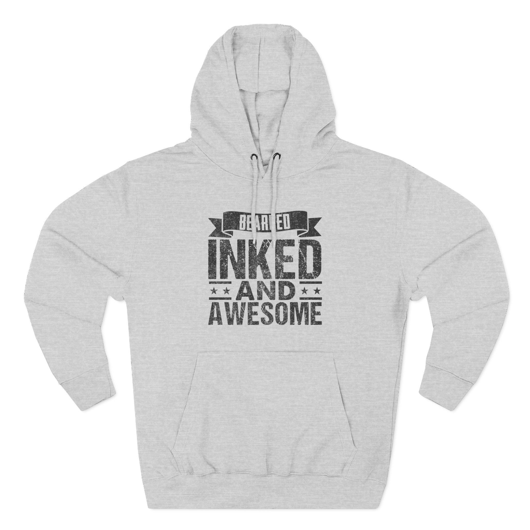 Men's Graphic Fleece Hoodie - Bearded Inked and Awesome | Hoodie by atgodanddesigns