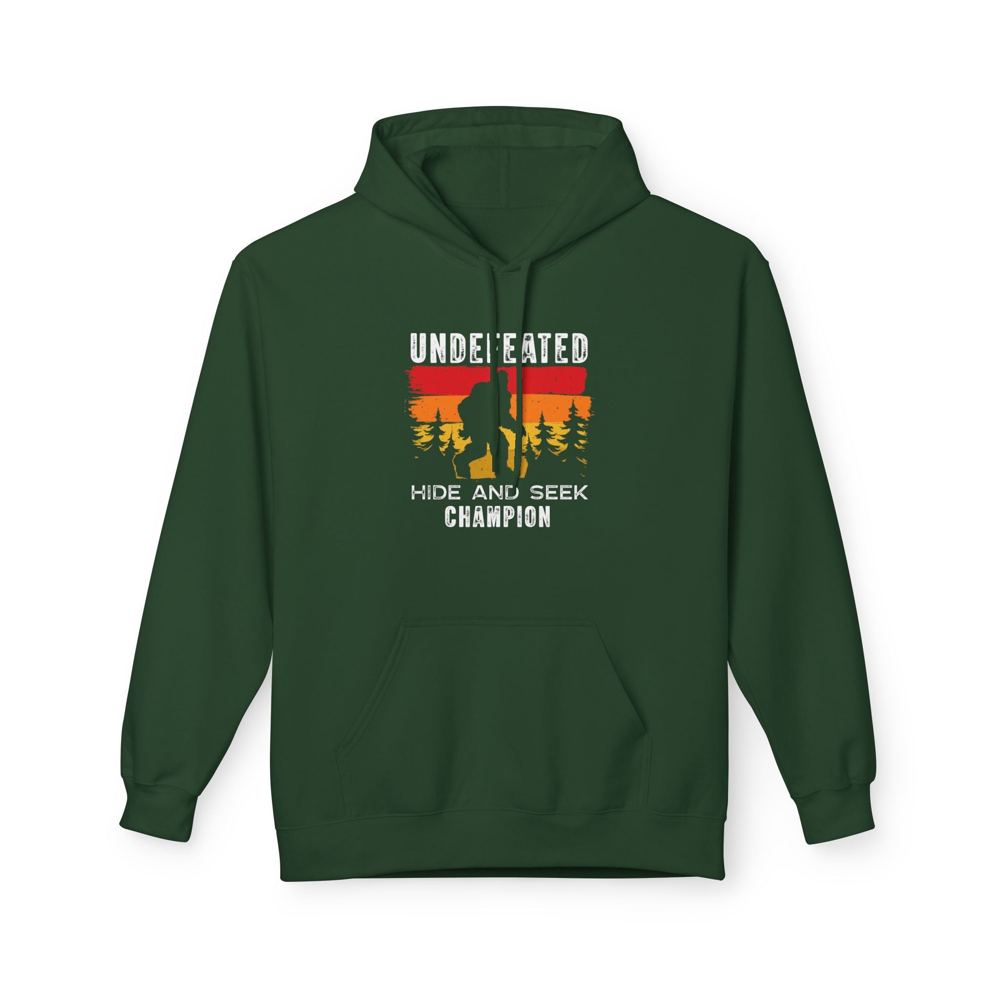 Men's Graphic Fleece Hoodie - Undefeated Hide & Seek Champion | Hoodie by atgodanddesigns