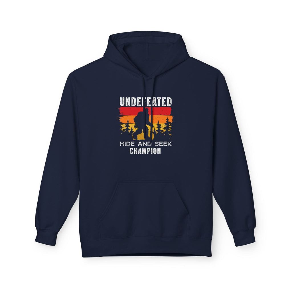 Men's Graphic Fleece Hoodie - Undefeated Hide & Seek Champion | Hoodie by atgodanddesigns