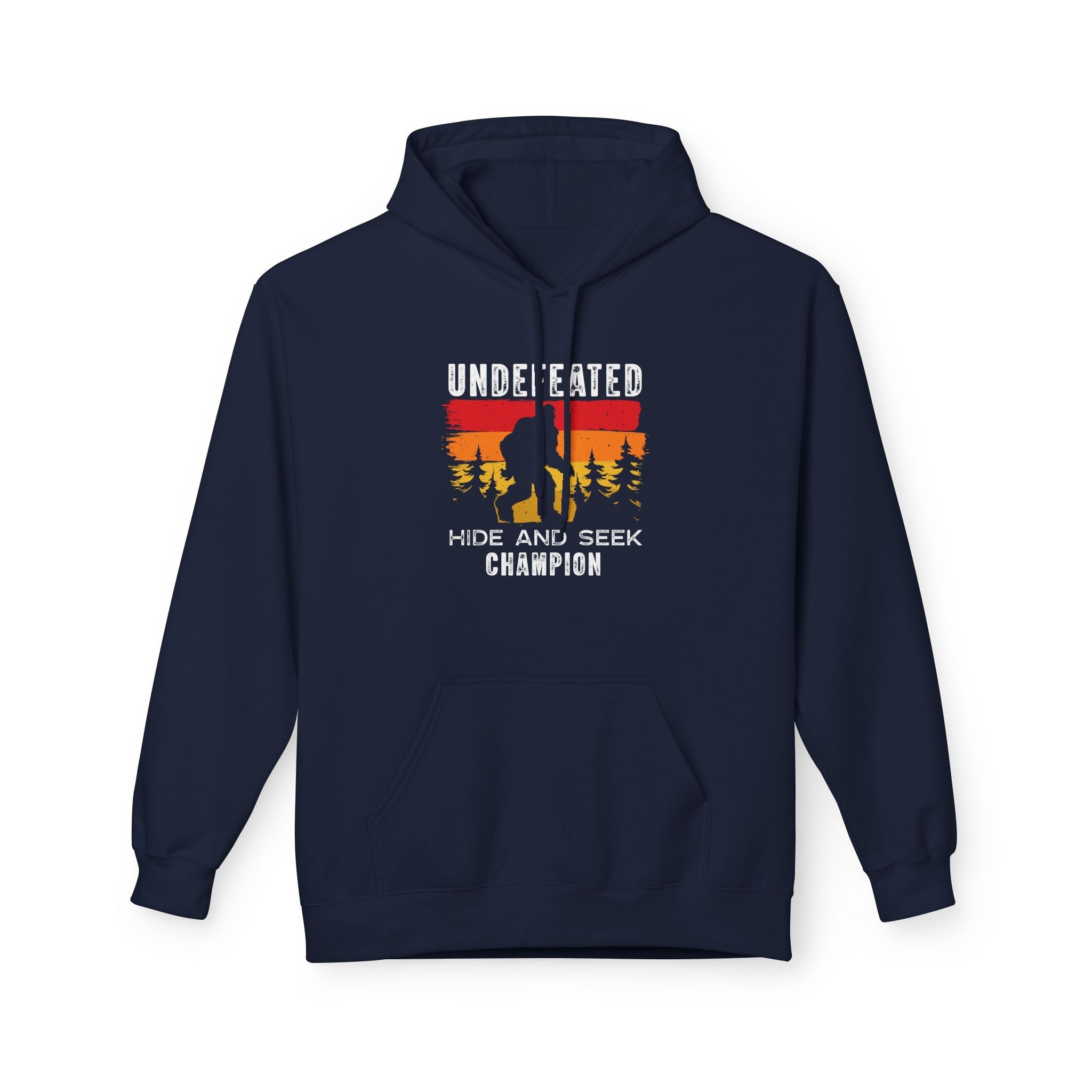 Men's Graphic Fleece Hoodie - Undefeated Hide & Seek Champion | Hoodie by atgodanddesigns