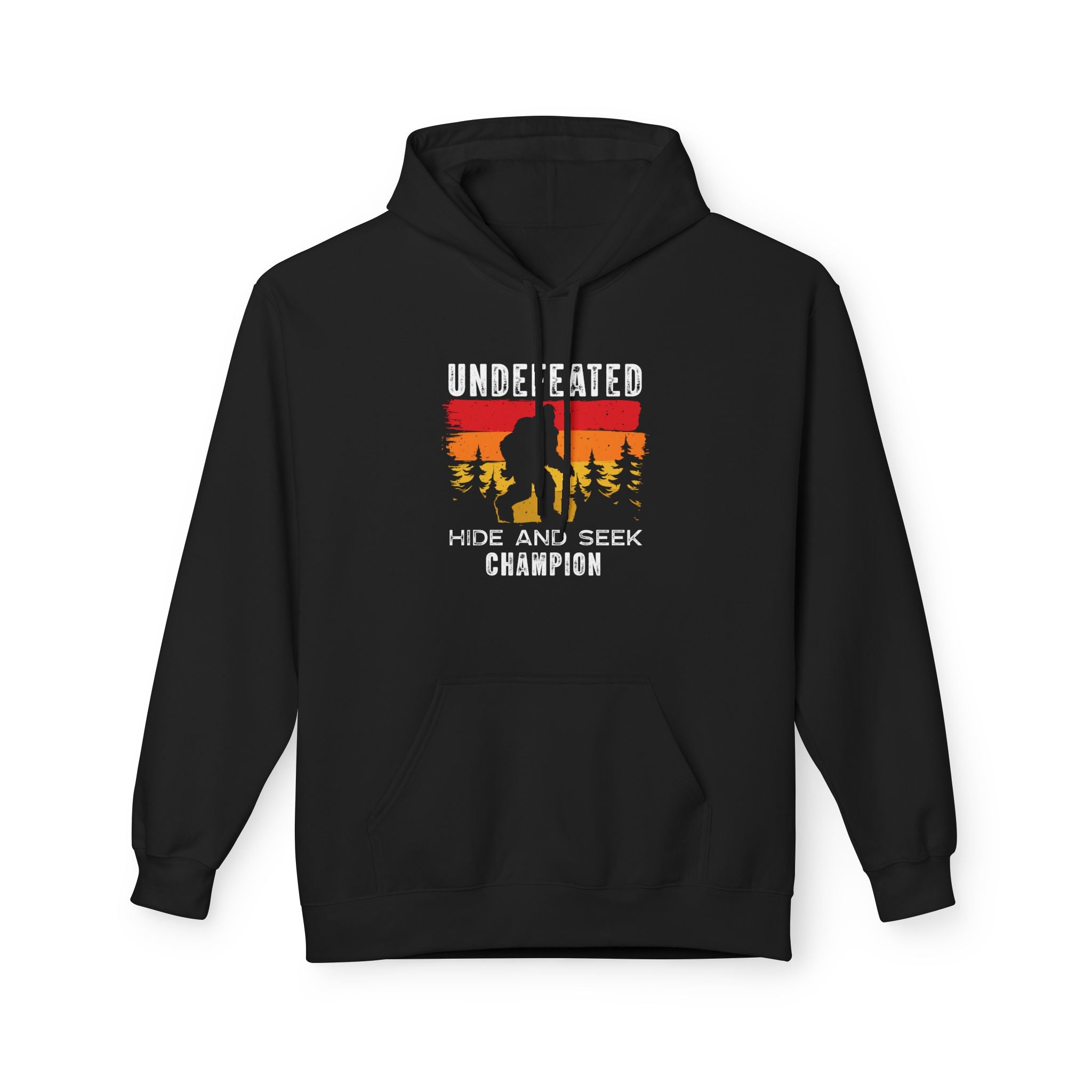 Men's Graphic Fleece Hoodie - Undefeated Hide & Seek Champion | Hoodie by atgodanddesigns