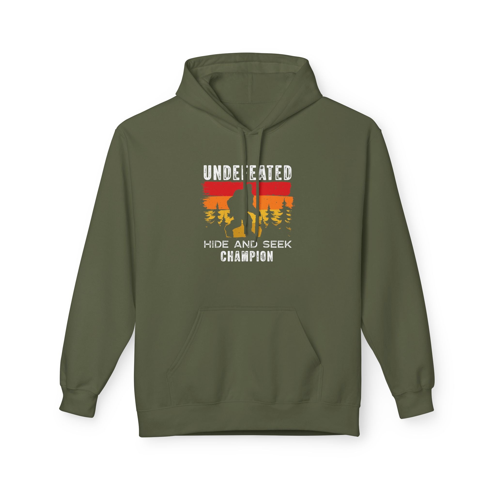 Men's Graphic Fleece Hoodie - Undefeated Hide & Seek Champion | Hoodie by atgodanddesigns