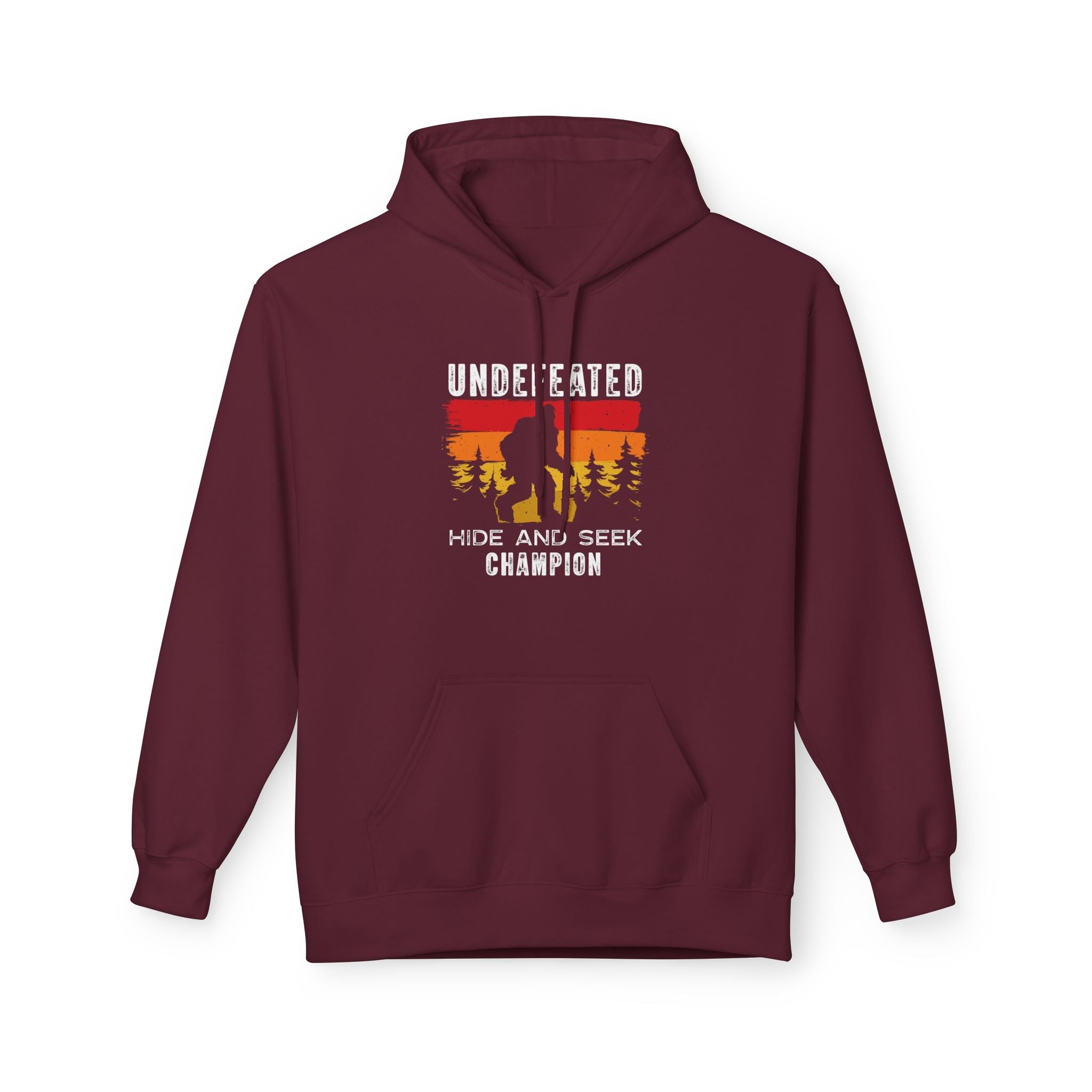 Men's Graphic Fleece Hoodie - Undefeated Hide & Seek Champion | Hoodie by atgodanddesigns