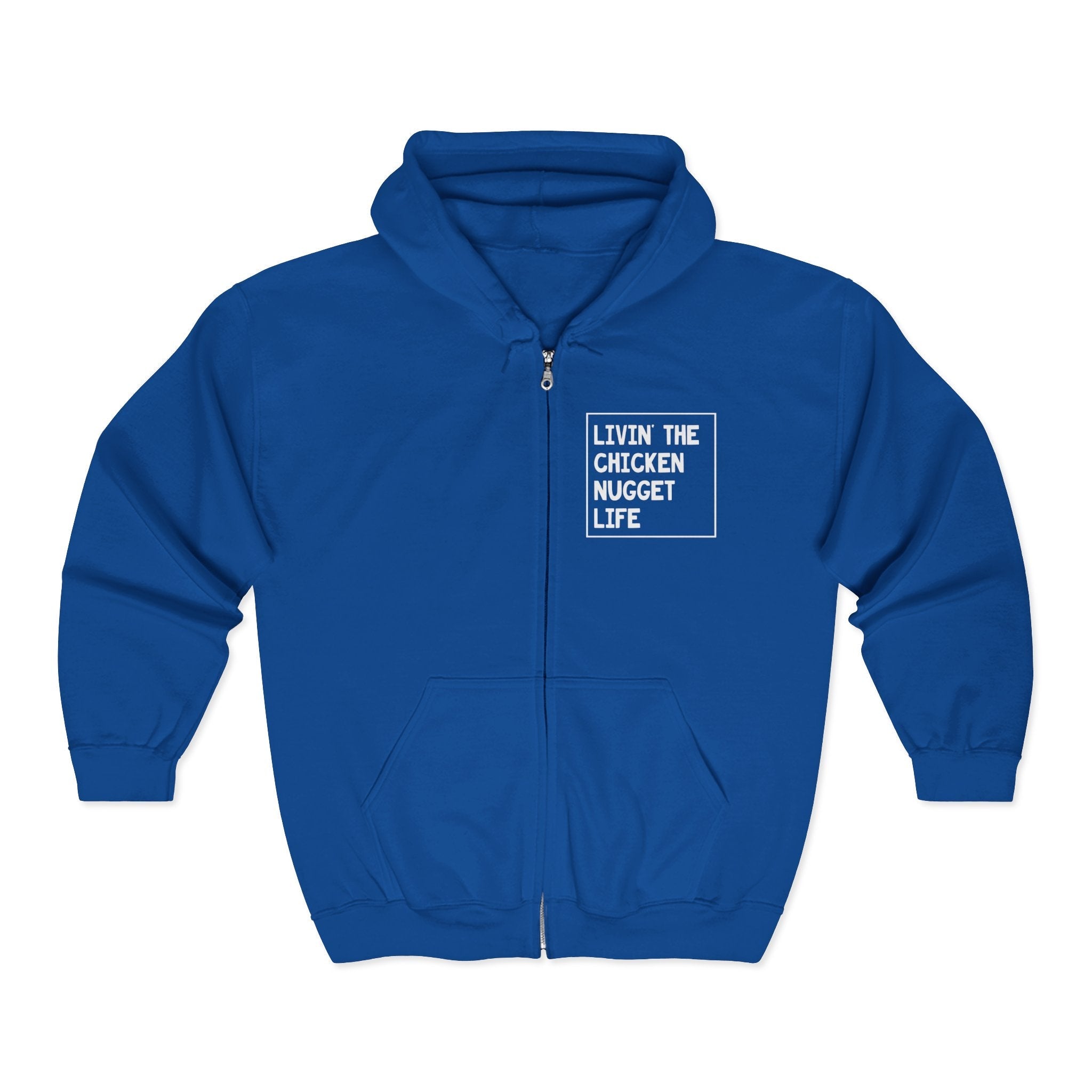 Men's Graphic Full Zip Hooded Sweatshirt - Livin' The Chicken Nugget Life | Hoodie by atgodanddesigns