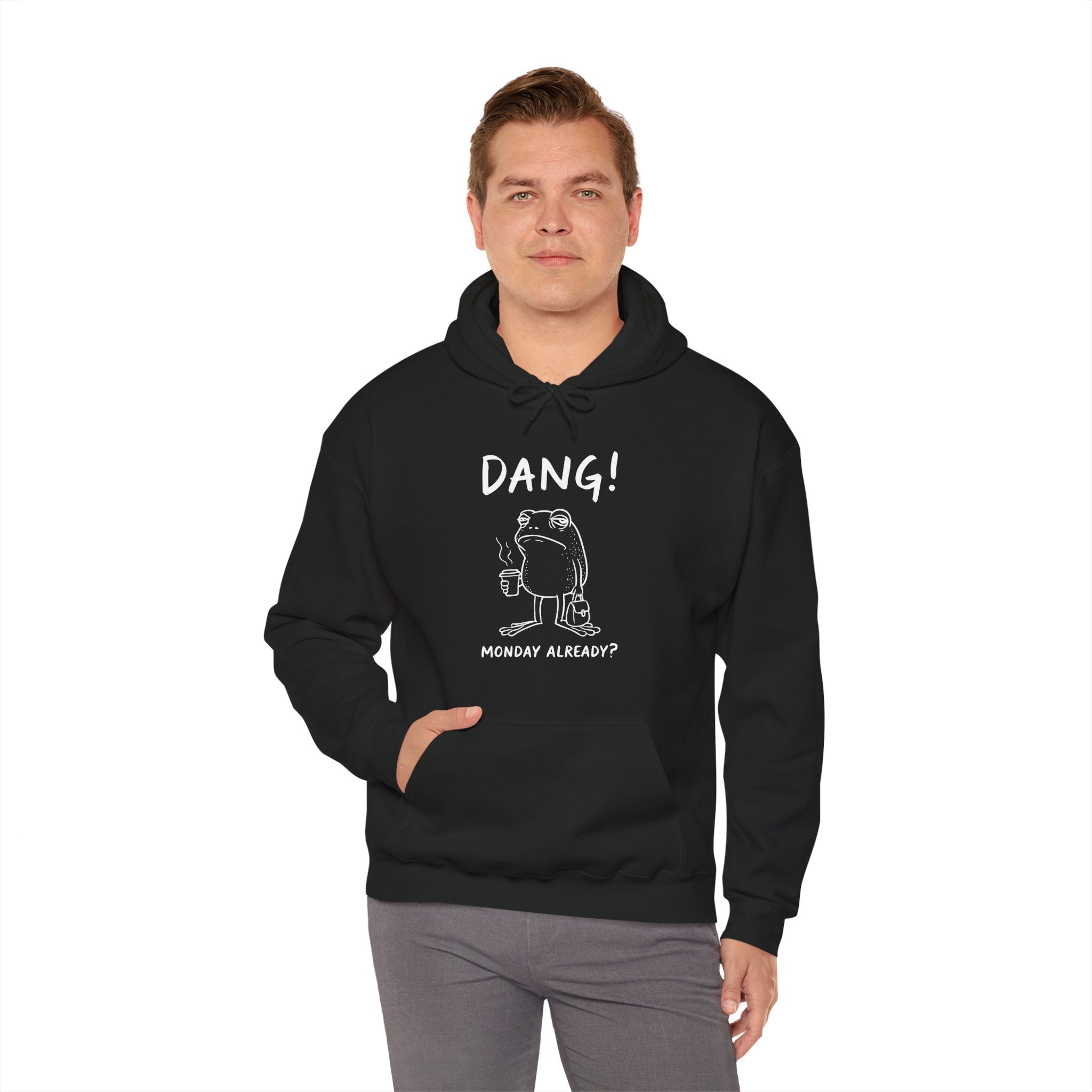 Men's Graphic Hooded Sweatshirt - Dang! Monday Already? | Hoodie by atgodanddesigns