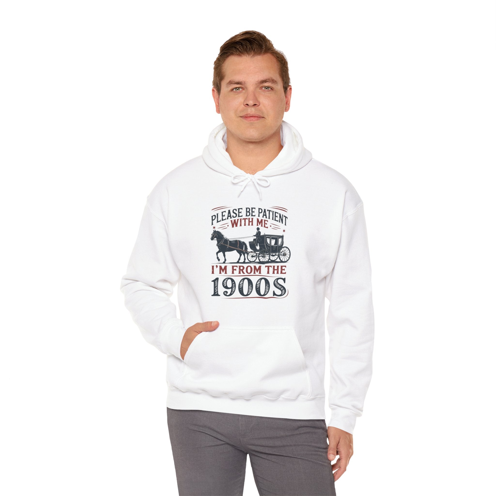 Men's Graphic Hooded Sweatshirt - Please Be Patient With Me I'm From The 1900s | Hoodie by atgodanddesigns