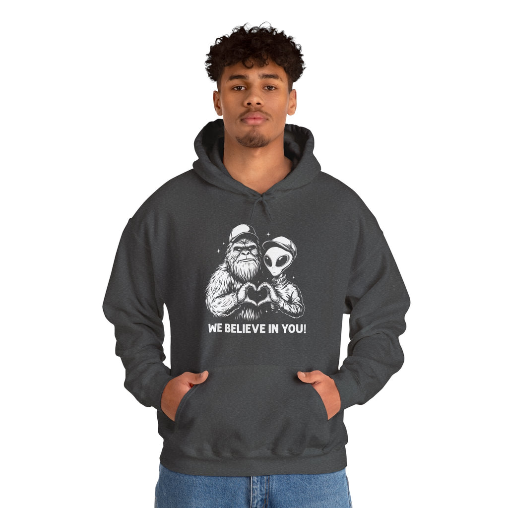Men's Graphic Hooded Sweatshirt - We Believe In You | Hoodie by atgodanddesigns