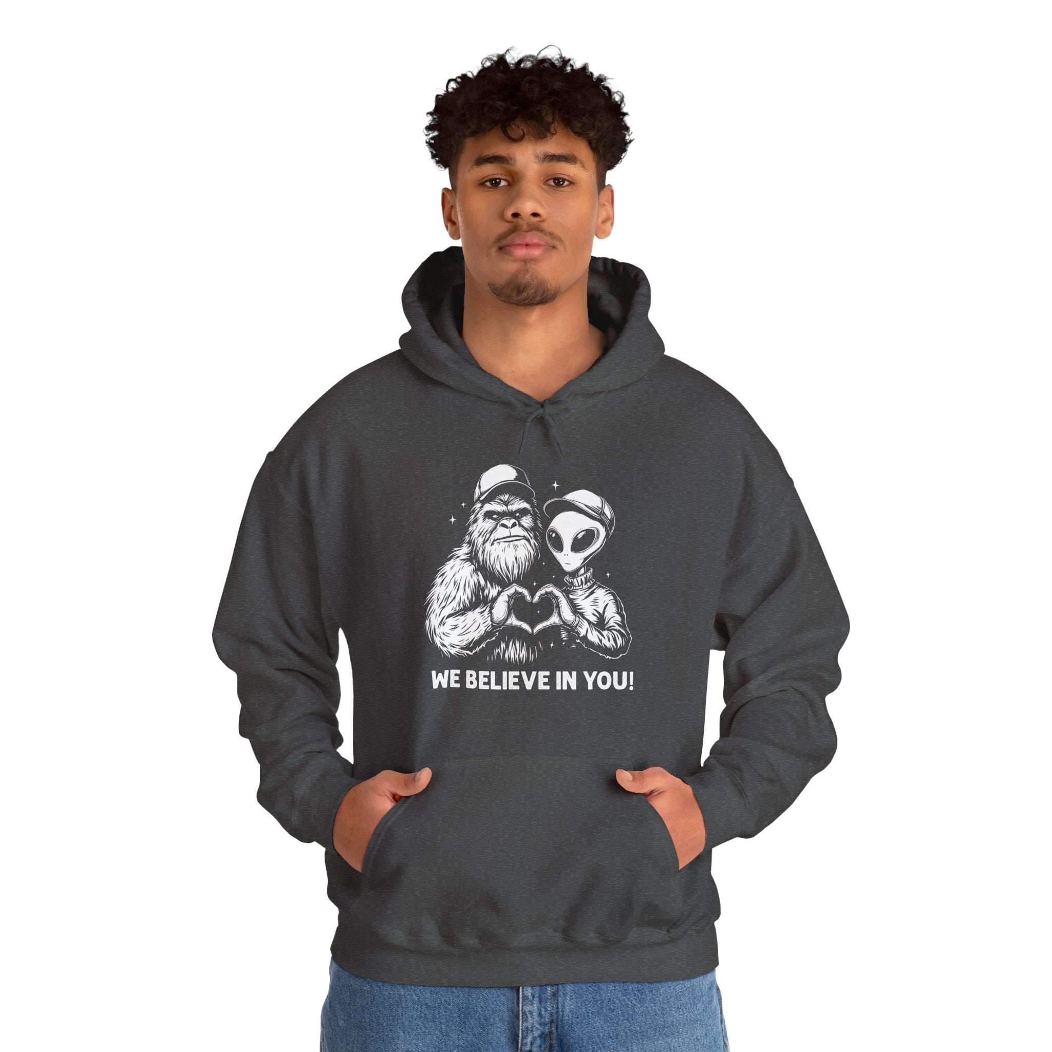 Men's Graphic Hooded Sweatshirt - We Believe In You | Hoodie by atgodanddesigns