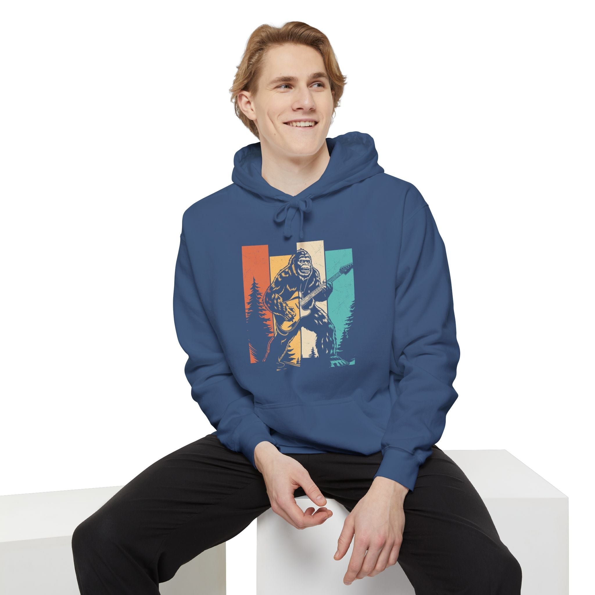 Men's Graphic Hoodie - Bigfoot Rock Legend | Hoodie by atgodanddesigns