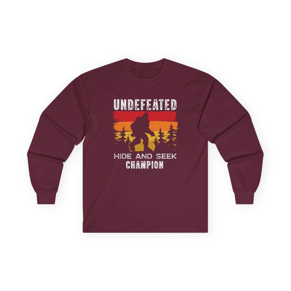 Men's Graphic Long Sleeve T-Shirt - Undefeated Hide & Seek Champion | Long - sleeve by atgodanddesigns