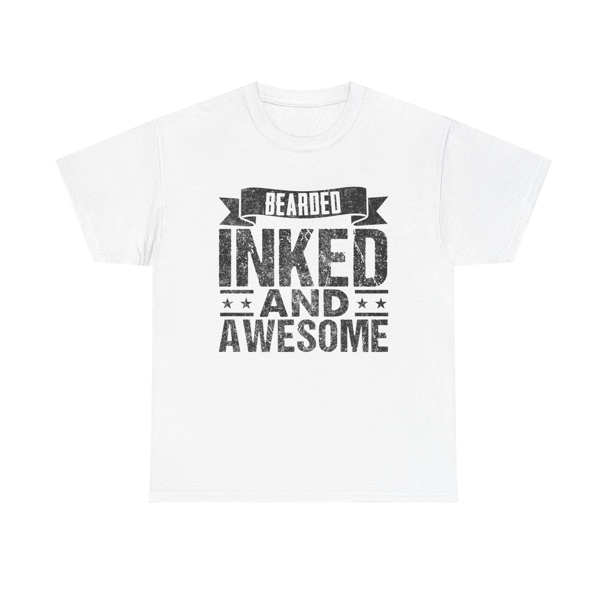 Men's Graphic T-Shirt - Bearded Inked And Awesome | T-Shirt by atgodanddesigns