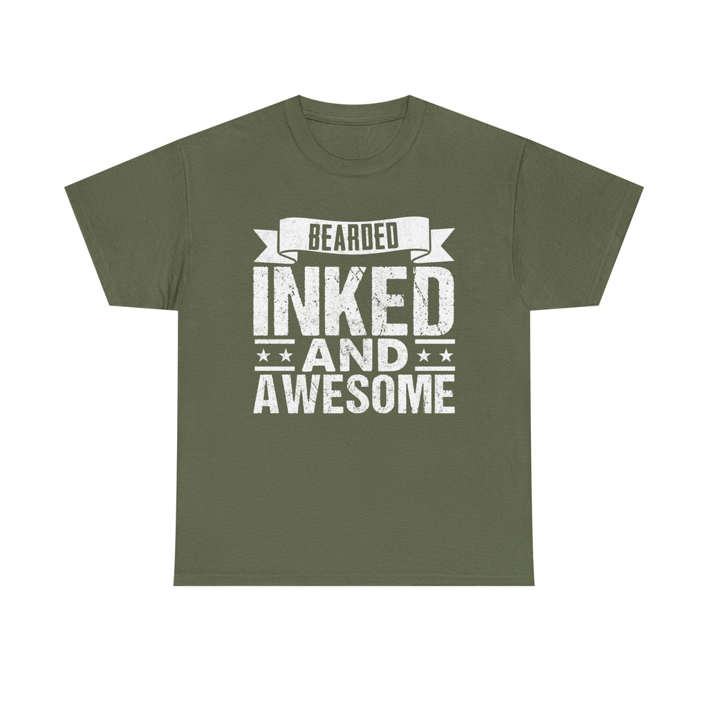 Men's Graphic T-Shirt - Bearded Inked And Awesome | T-Shirt by atgodanddesigns