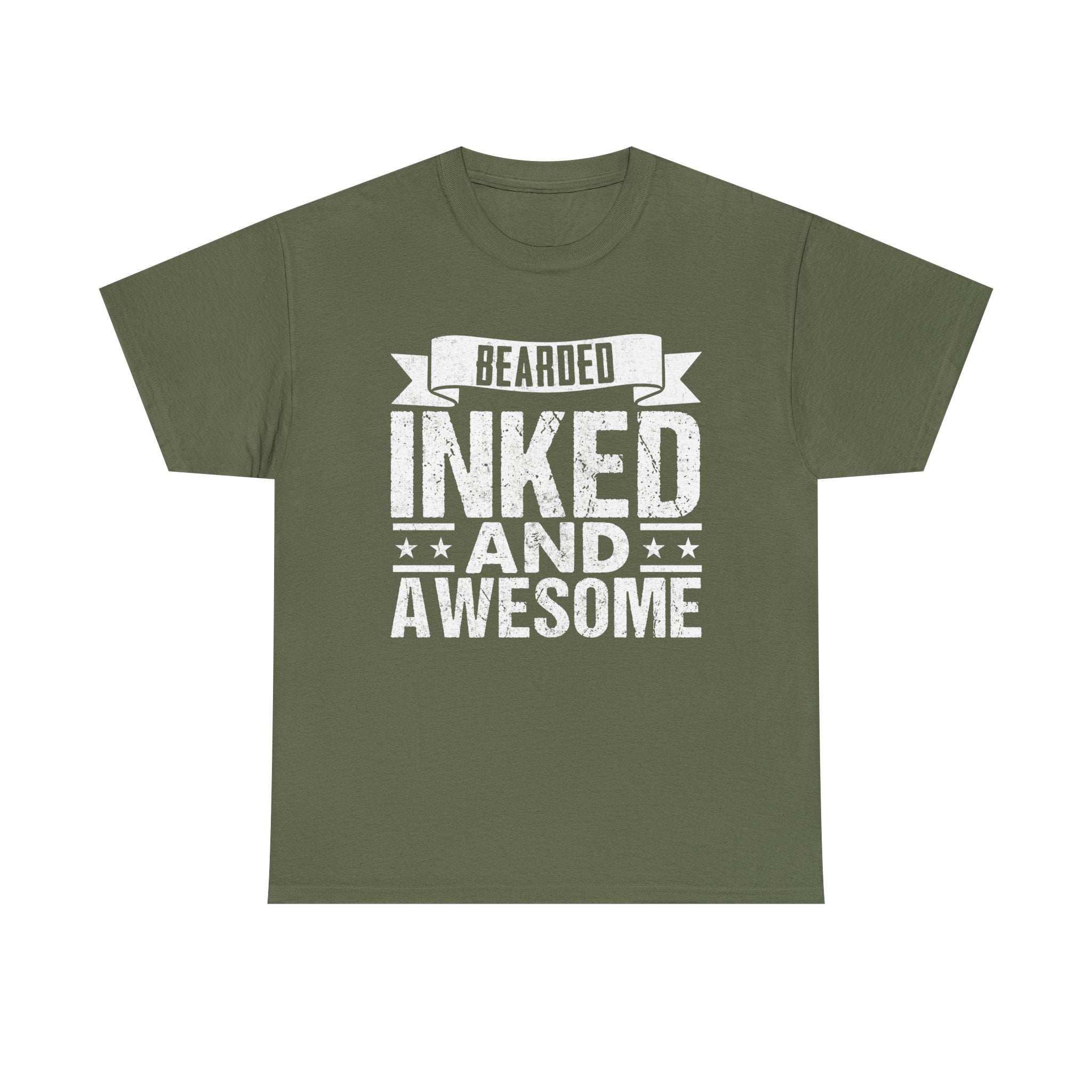 Men's Graphic T-Shirt - Bearded Inked And Awesome | T-Shirt by atgodanddesigns