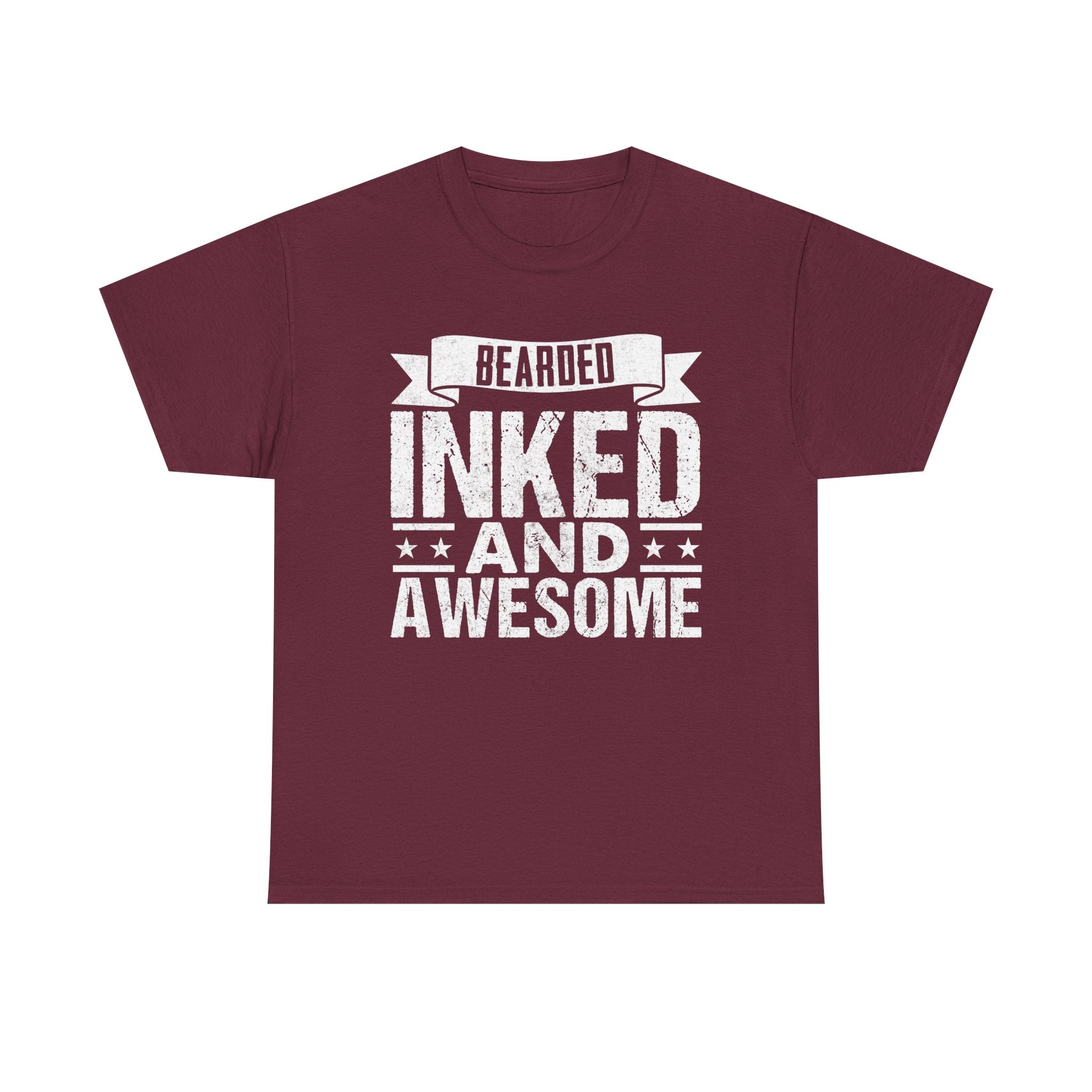 Men's Graphic T-Shirt - Bearded Inked And Awesome | T-Shirt by atgodanddesigns