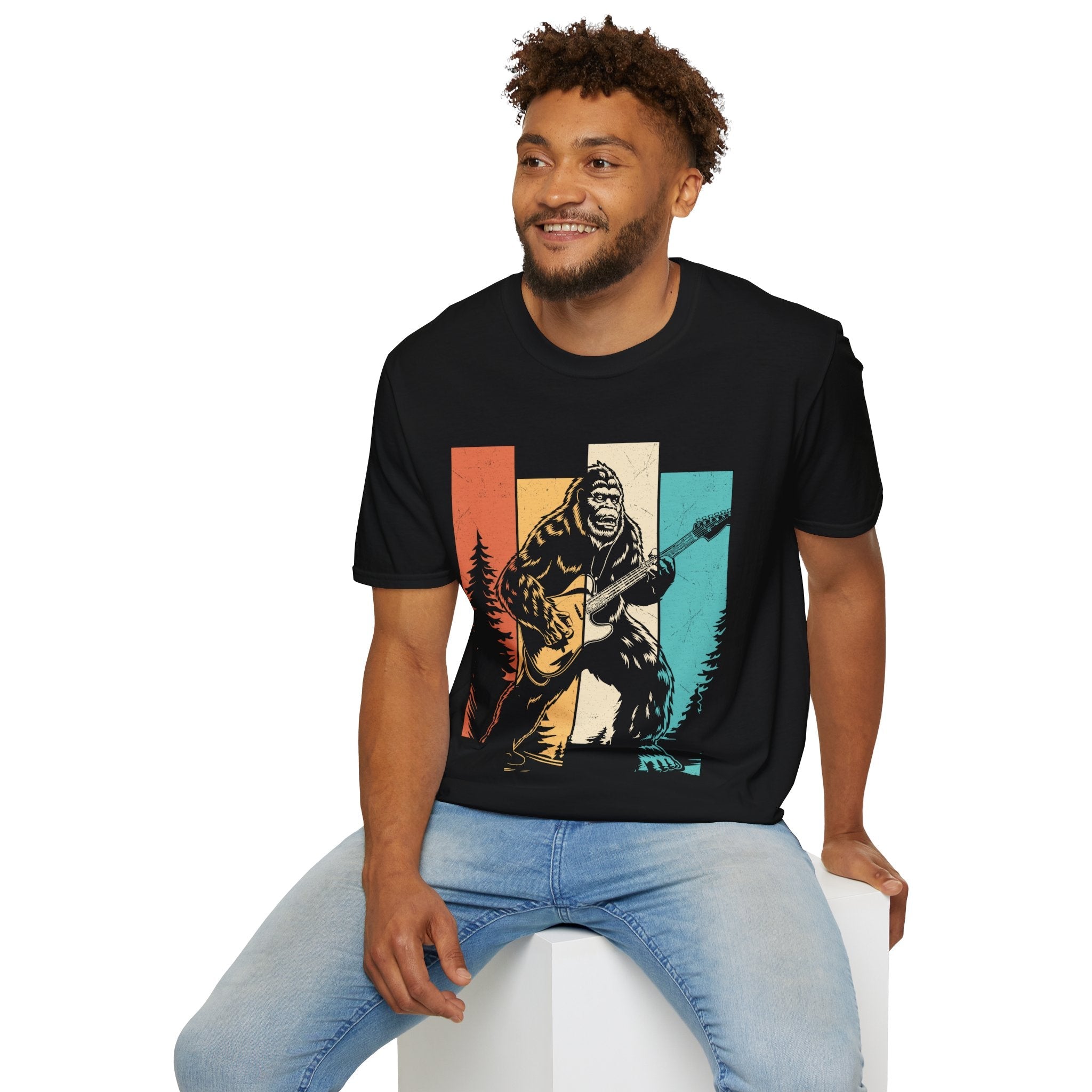 Men's Graphic T-Shirt - Bigfoot Rock Legend | T-Shirt by atgodanddesigns