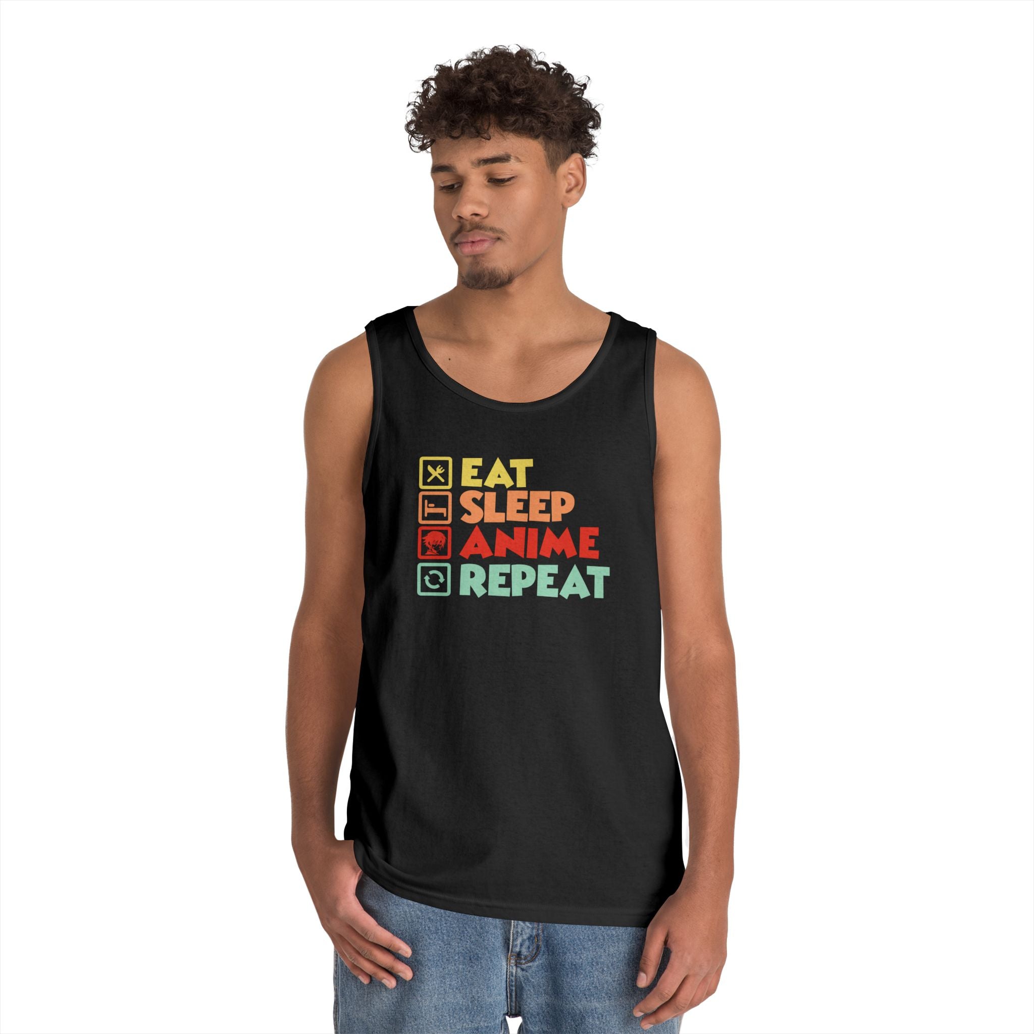 Men's Graphic Tank - Eat Sleep Anime Repeat | Tank Top by atgodanddesigns