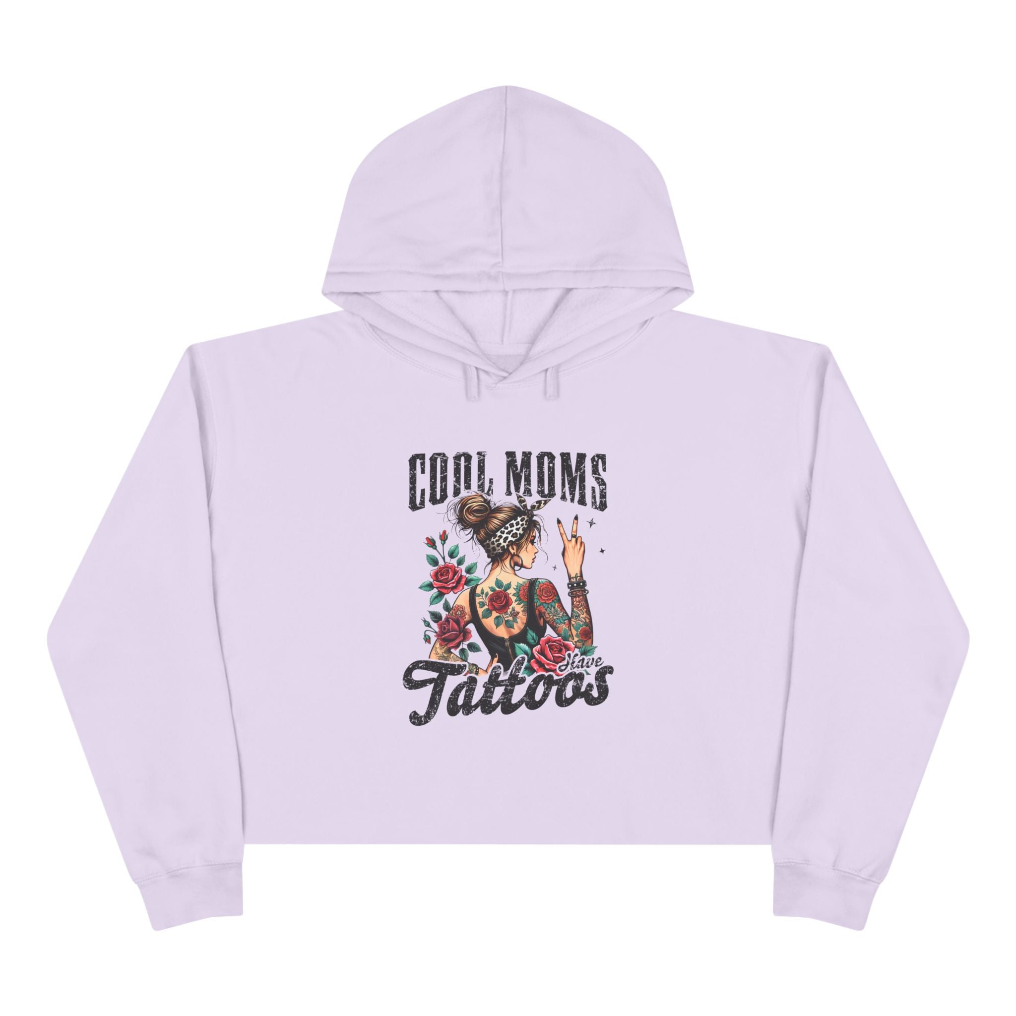 Mom Crop Hoodie - Cool Moms Have Tattoos | Hoodie by atgodanddesigns
