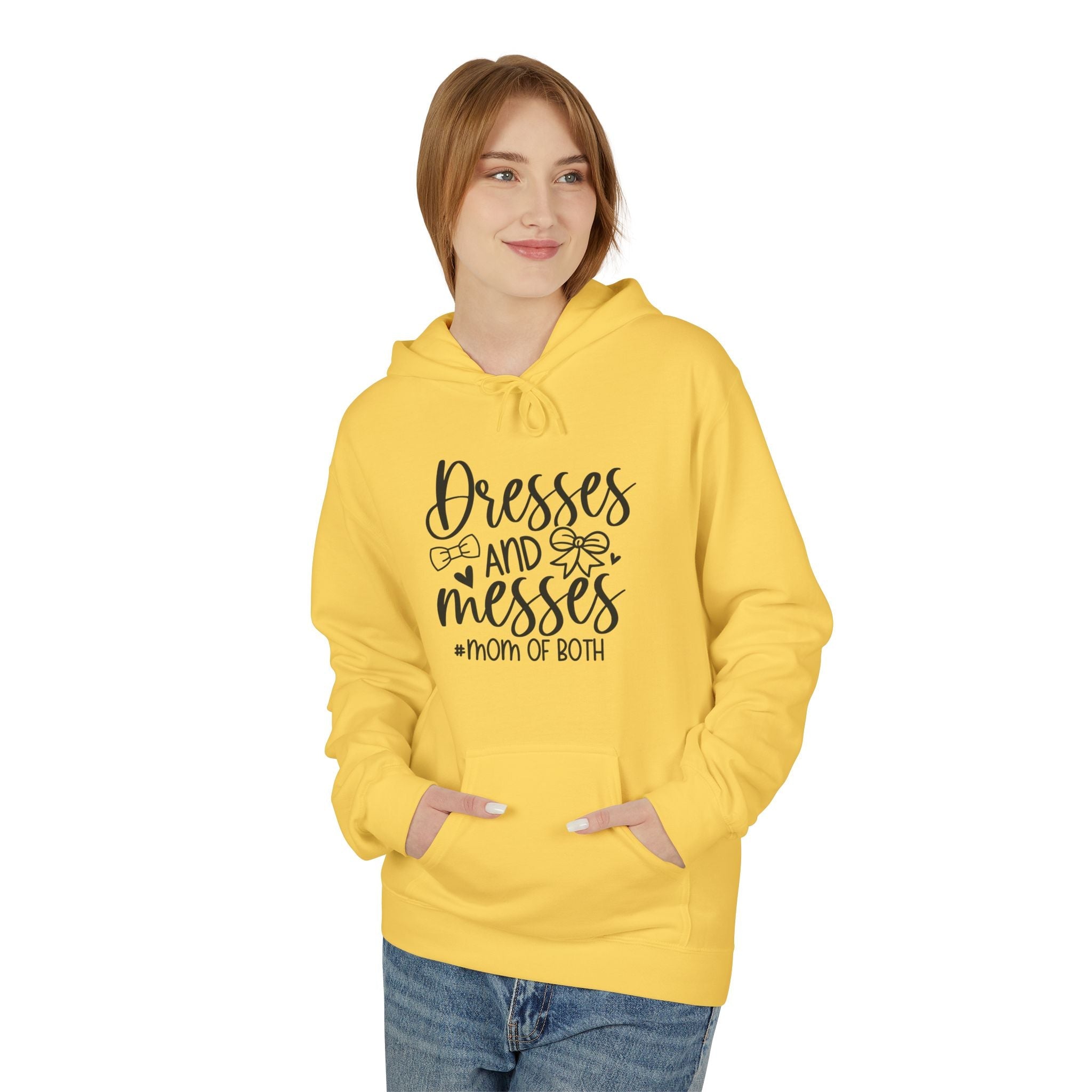 Mom Fleece Hoodie - Dresses & Messes Mom Of Both | Hoodie by atgodanddesigns