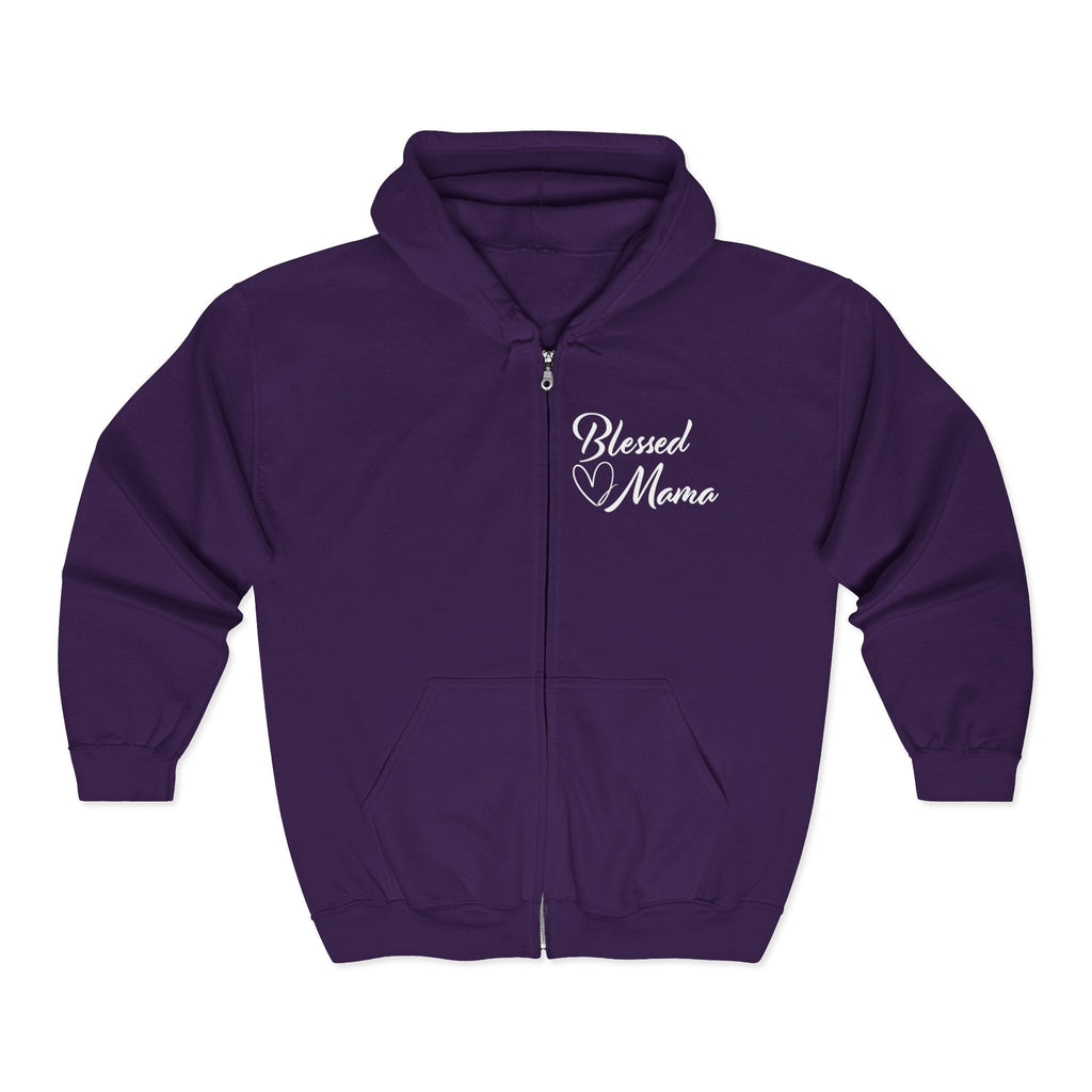 Mom Full Zip Hooded Sweatshirt - Blessed Mama | Hoodie by atgodanddesigns