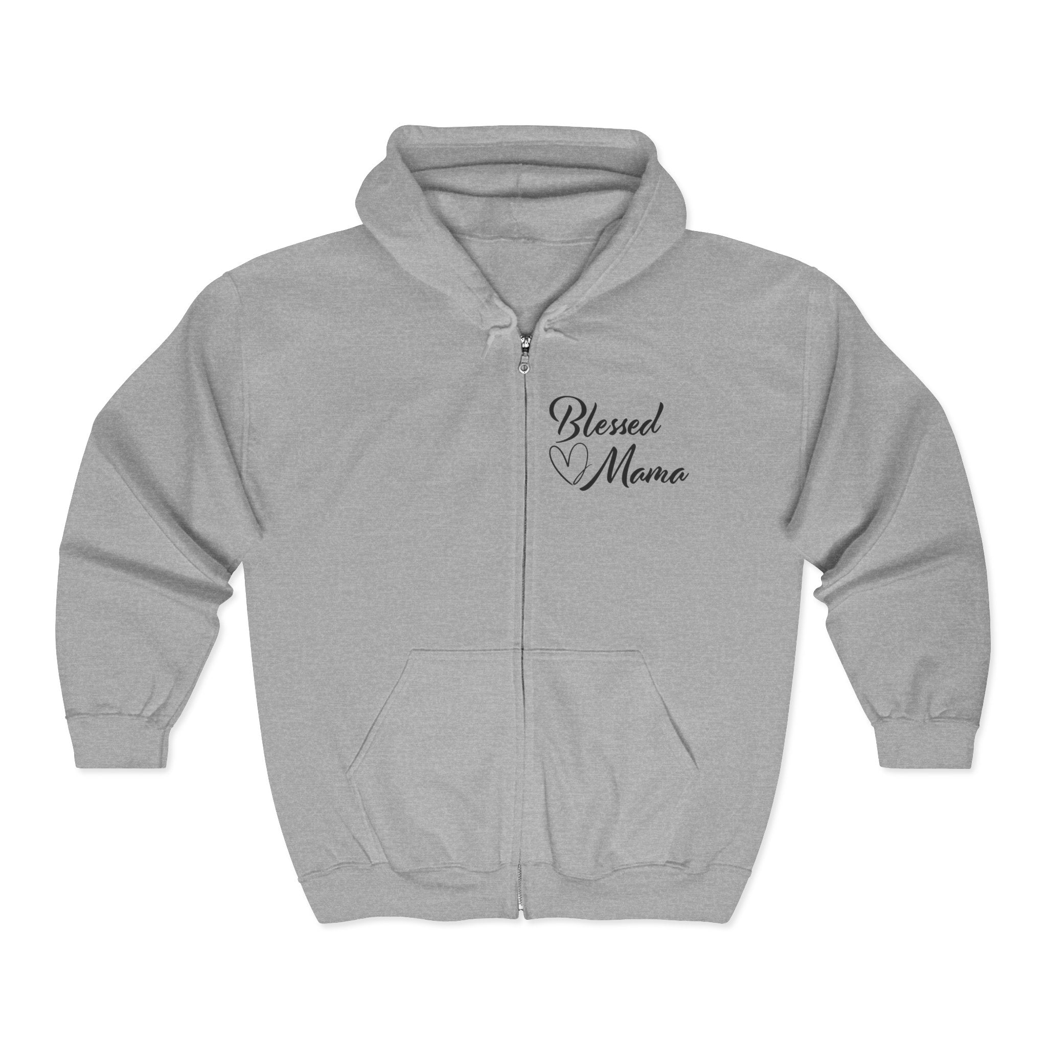 Mom Full Zip Hooded Sweatshirt - Blessed Mama | Hoodie by atgodanddesigns
