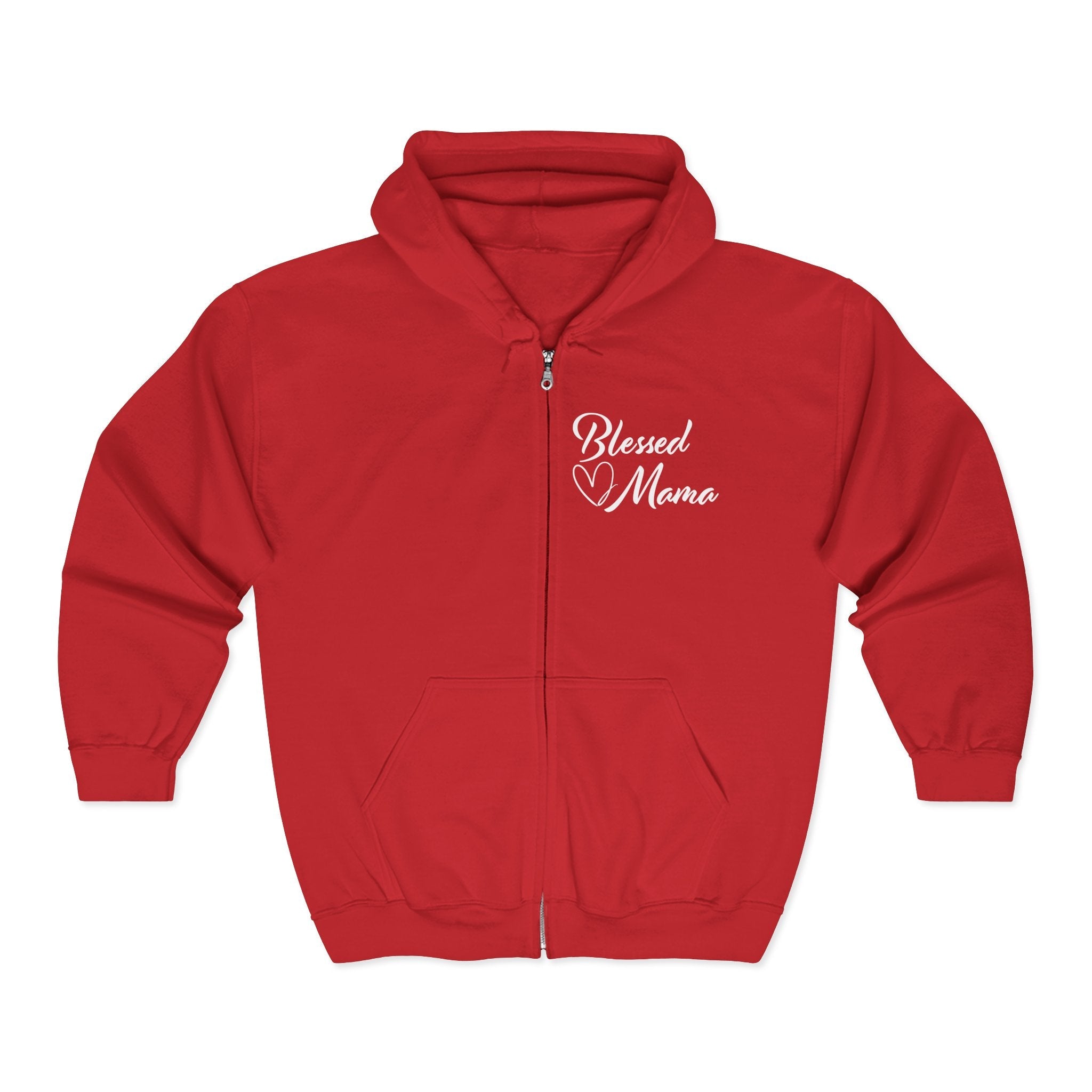 Mom Full Zip Hooded Sweatshirt - Blessed Mama | Hoodie by atgodanddesigns