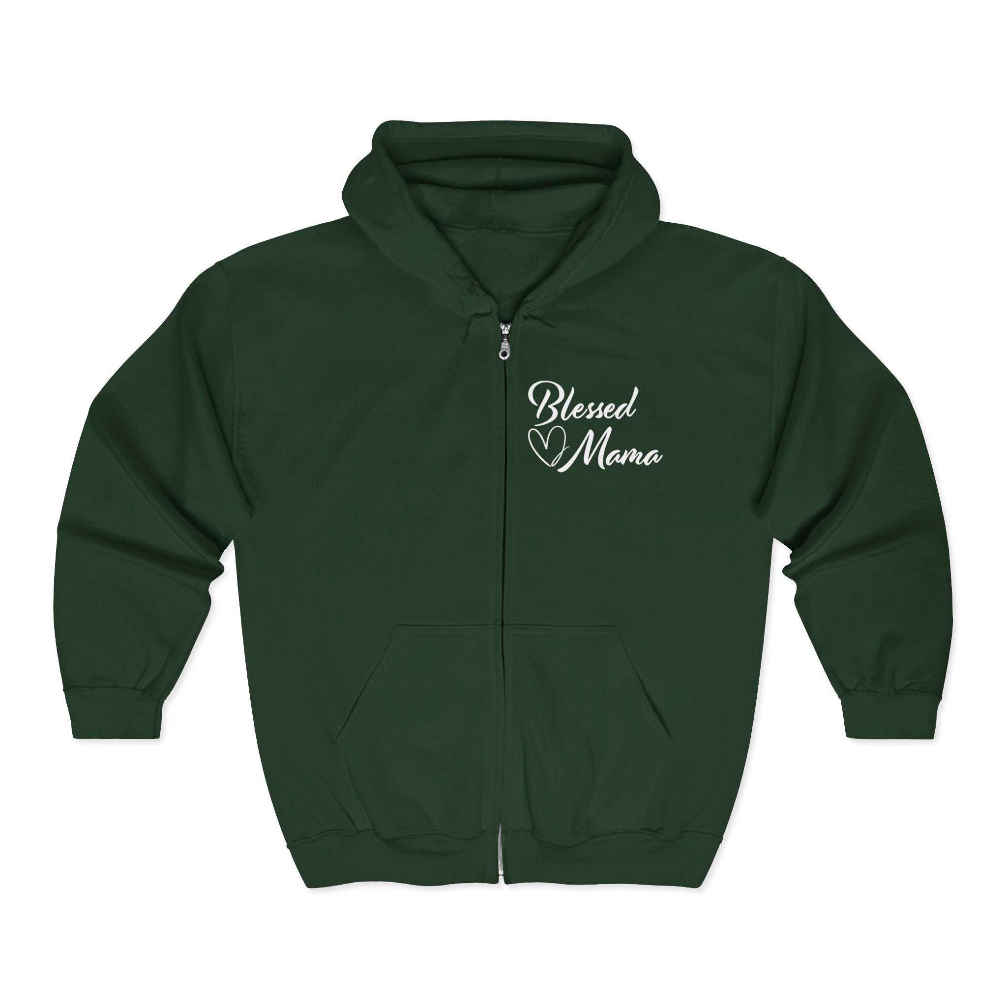 Mom Full Zip Hooded Sweatshirt - Blessed Mama | Hoodie by atgodanddesigns