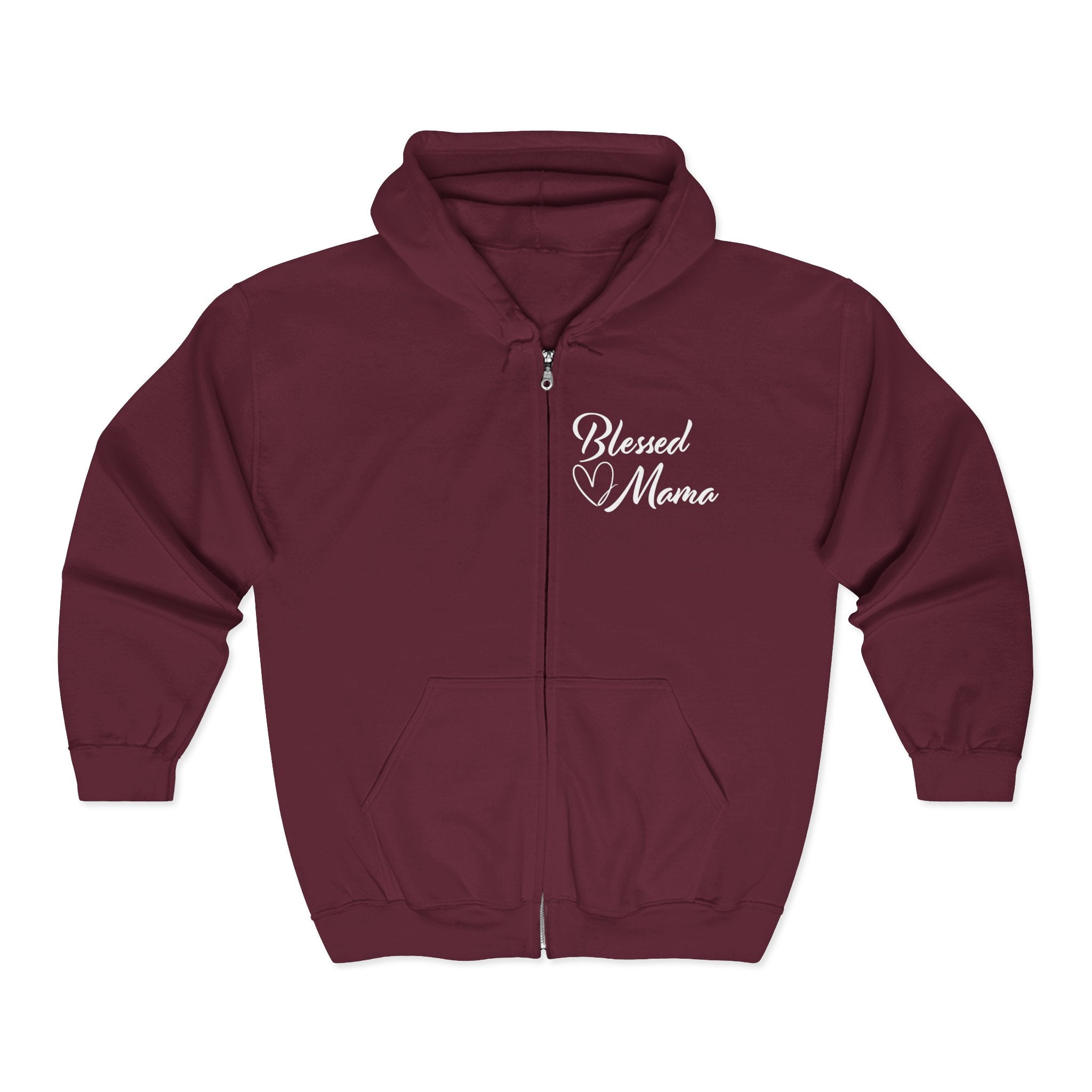 Mom Full Zip Hooded Sweatshirt - Blessed Mama | Hoodie by atgodanddesigns