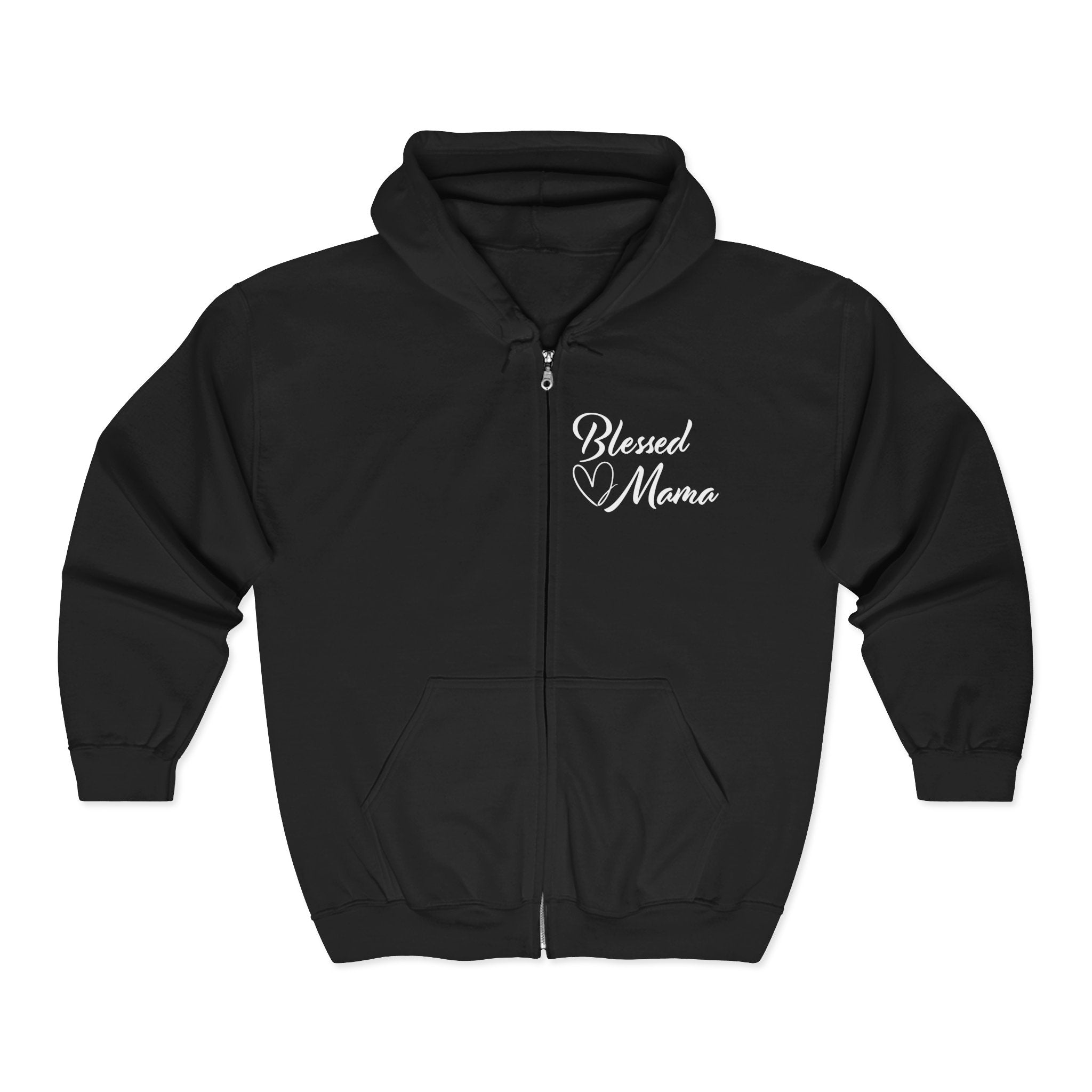 Mom Full Zip Hooded Sweatshirt - Blessed Mama | Hoodie by atgodanddesigns