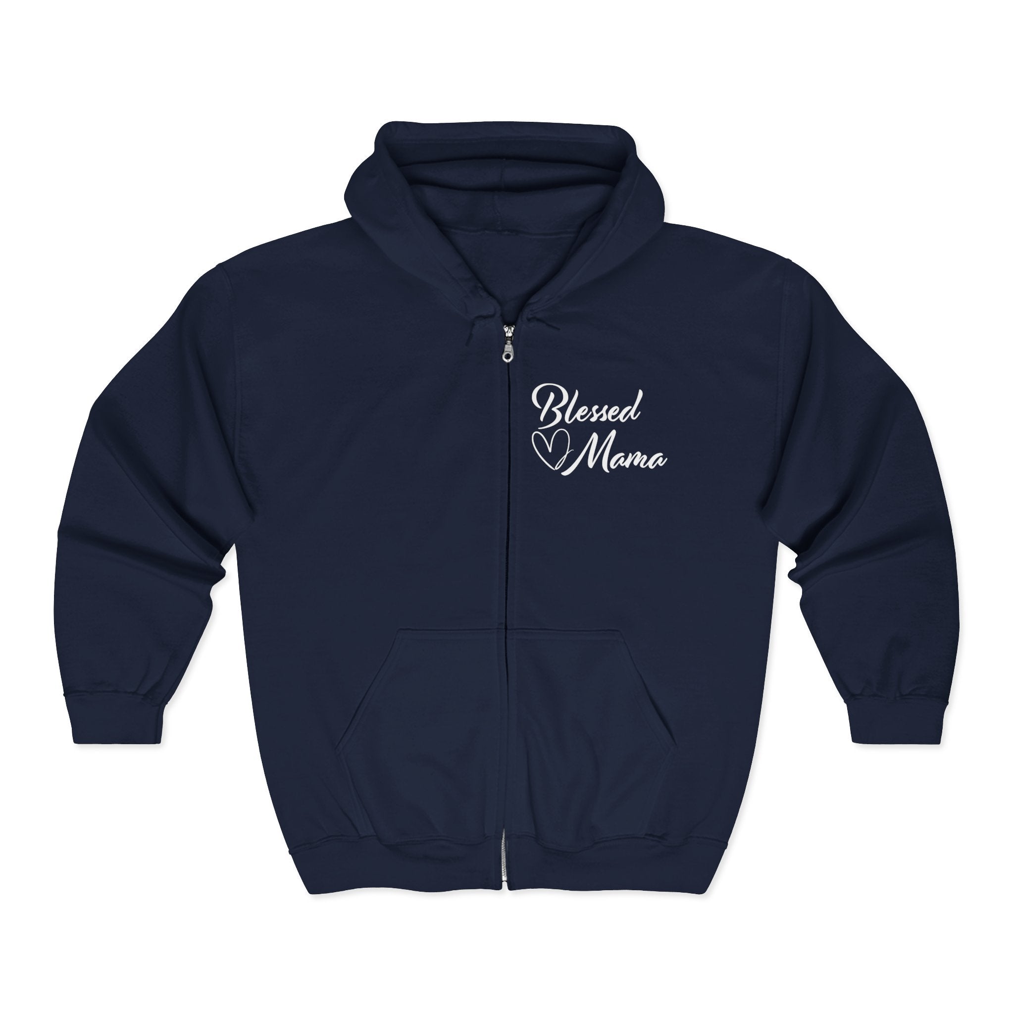 Mom Full Zip Hooded Sweatshirt - Blessed Mama | Hoodie by atgodanddesigns
