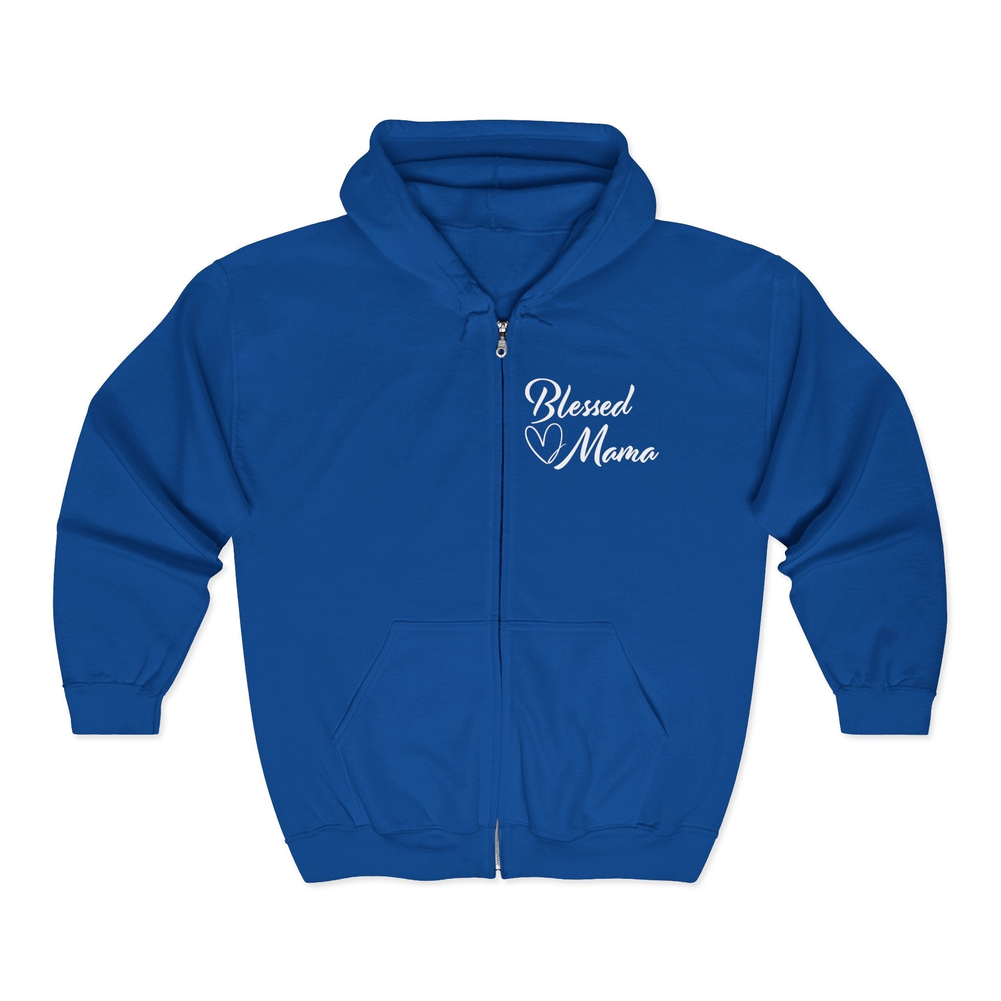 Mom Full Zip Hooded Sweatshirt - Blessed Mama | Hoodie by atgodanddesigns