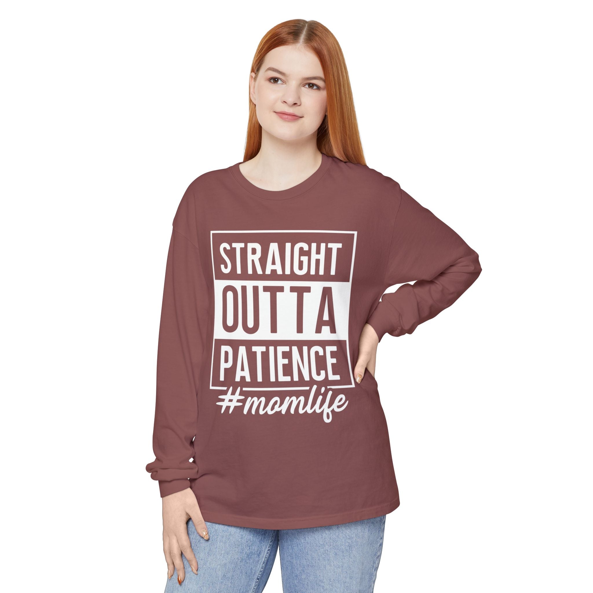 Mom Graphic Long Sleeve - Straight Outta Patience Momlife | Long - sleeve by atgodanddesigns