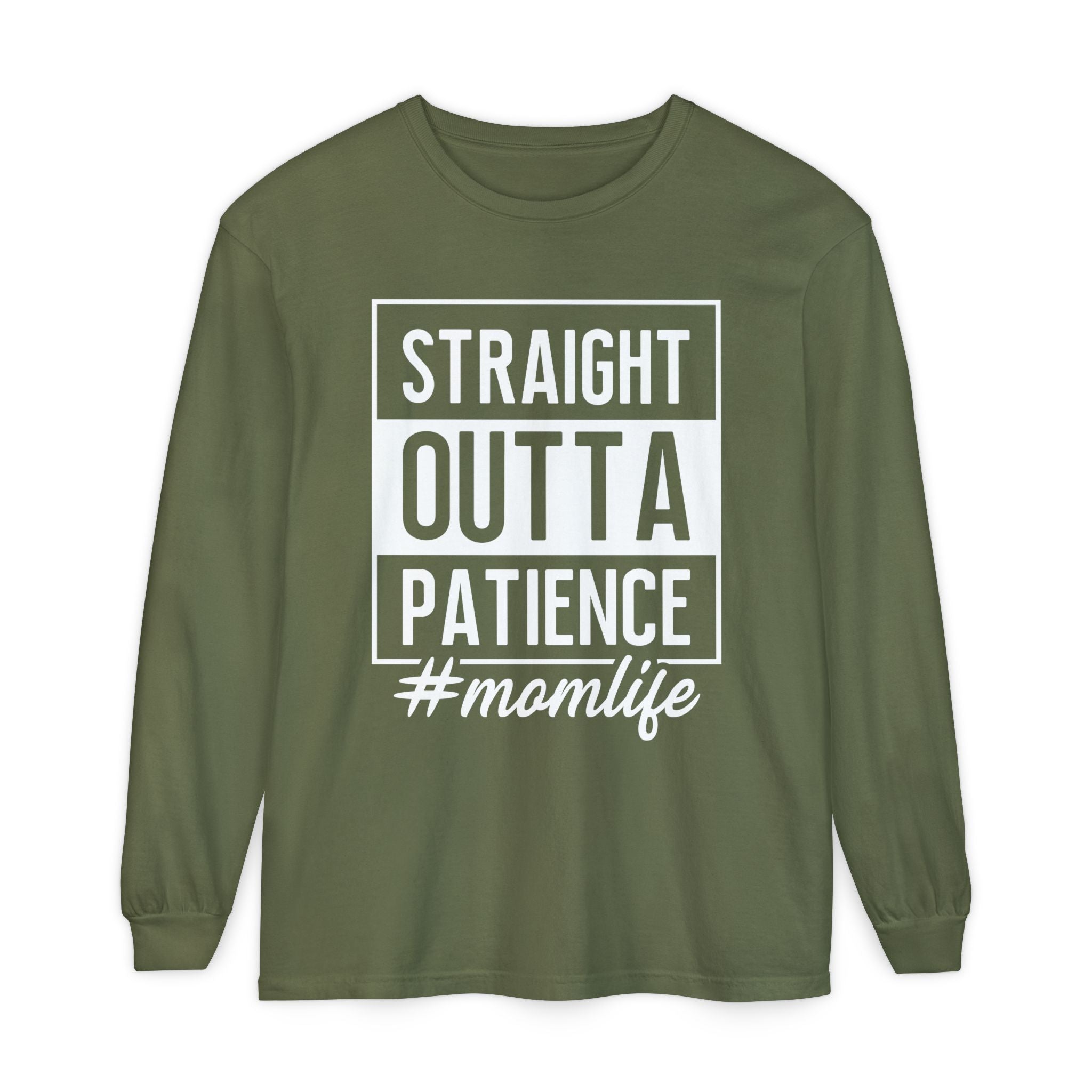 Mom Graphic Long Sleeve - Straight Outta Patience Momlife | Long - sleeve by atgodanddesigns