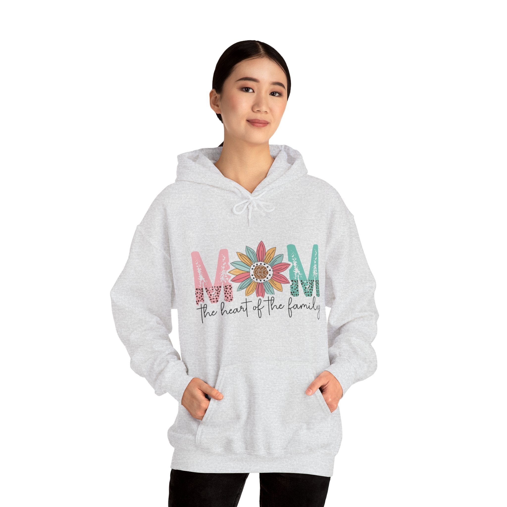 Mom Hooded Sweatshirt - Mom The Heart Of The Family | Hoodie by atgodanddesigns