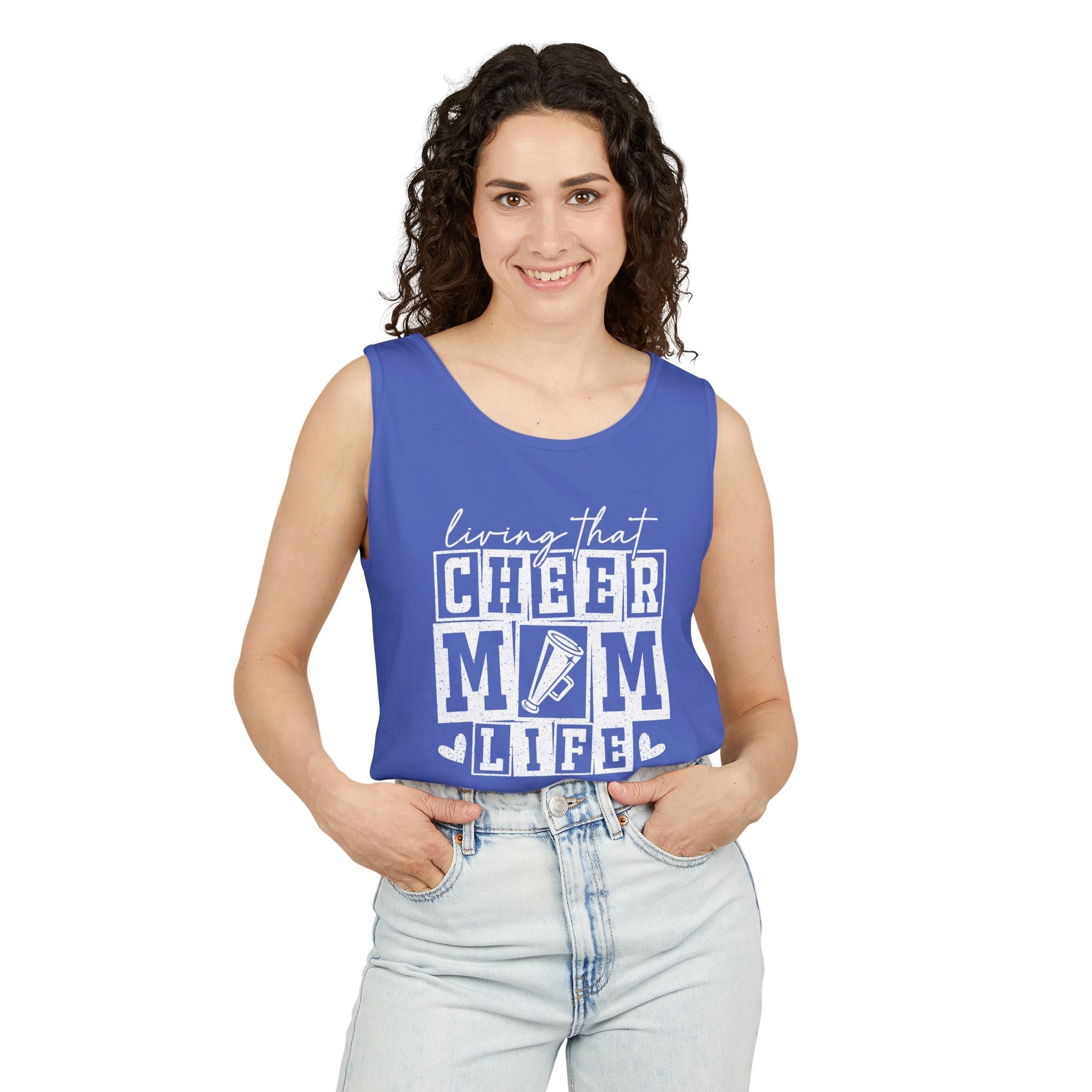 Mom Tank Top - Livin' That Cheer Mom Life | Tank Top by atgodanddesigns